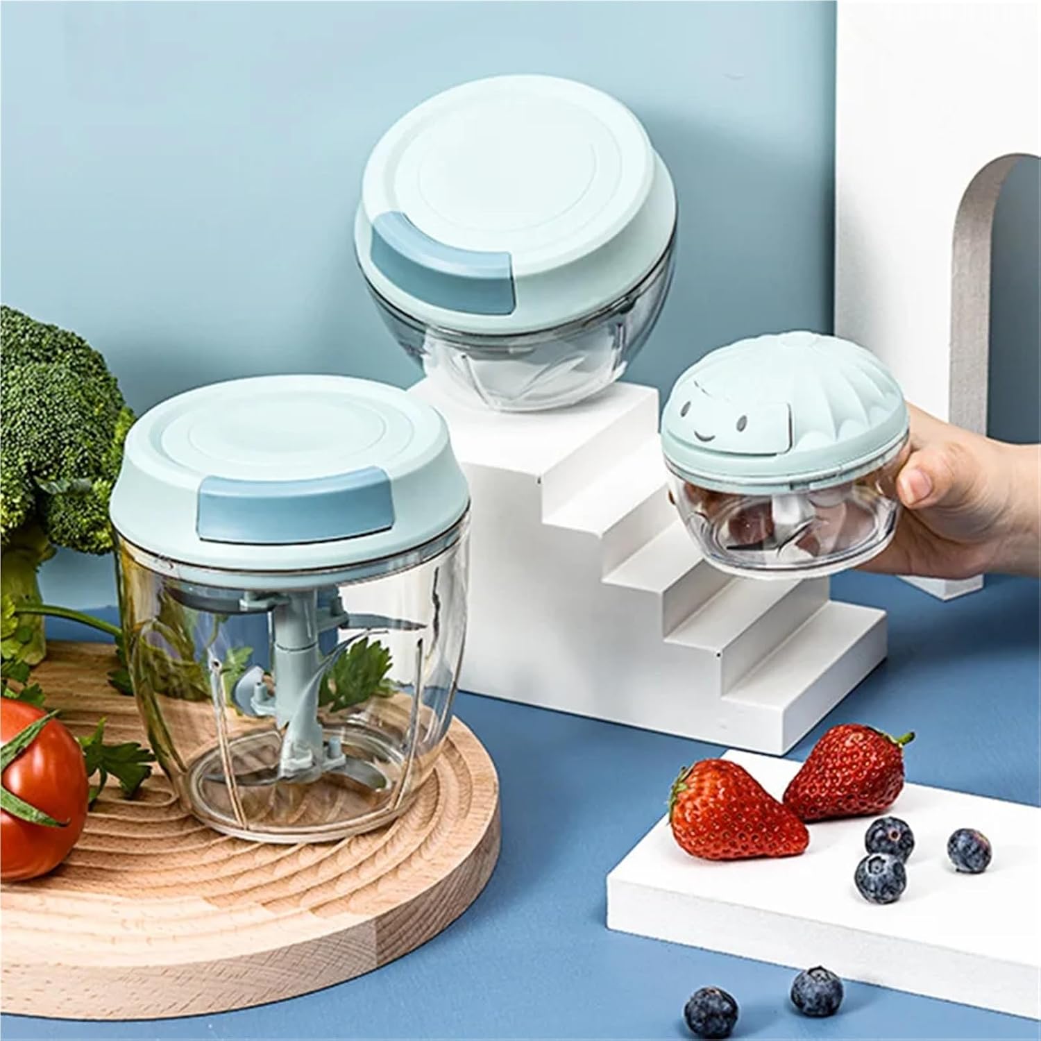 Manual Garlic Chopper Hand Pull Mincer Food Processor for Ginger Chili Vegetable Grinder Kitchen Tool(F)