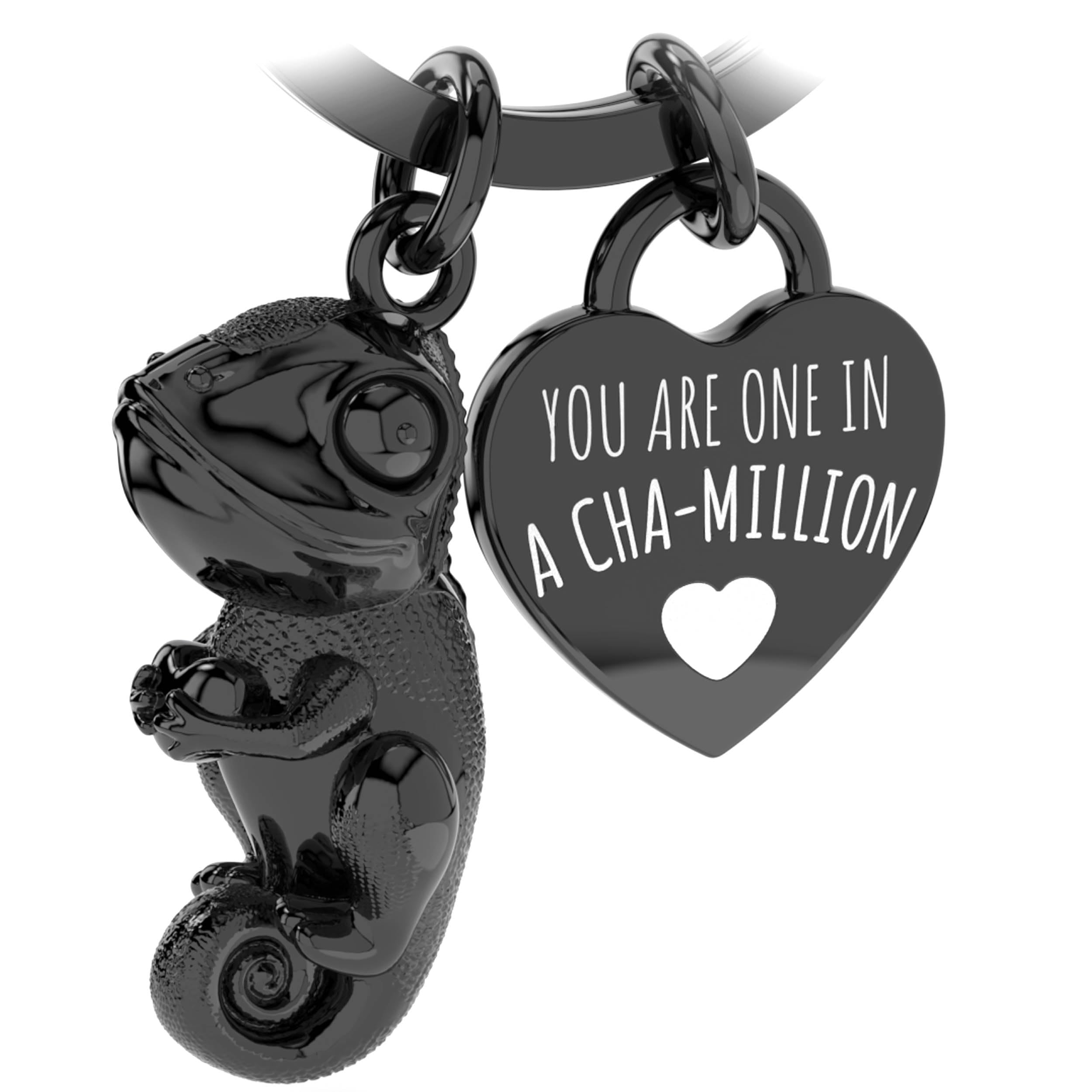 LANOLU Chameleon Keychain, Lucky Charm Keychain for Partner and Best Friend, Metal Couple Gift for Friend, Metal Figurine