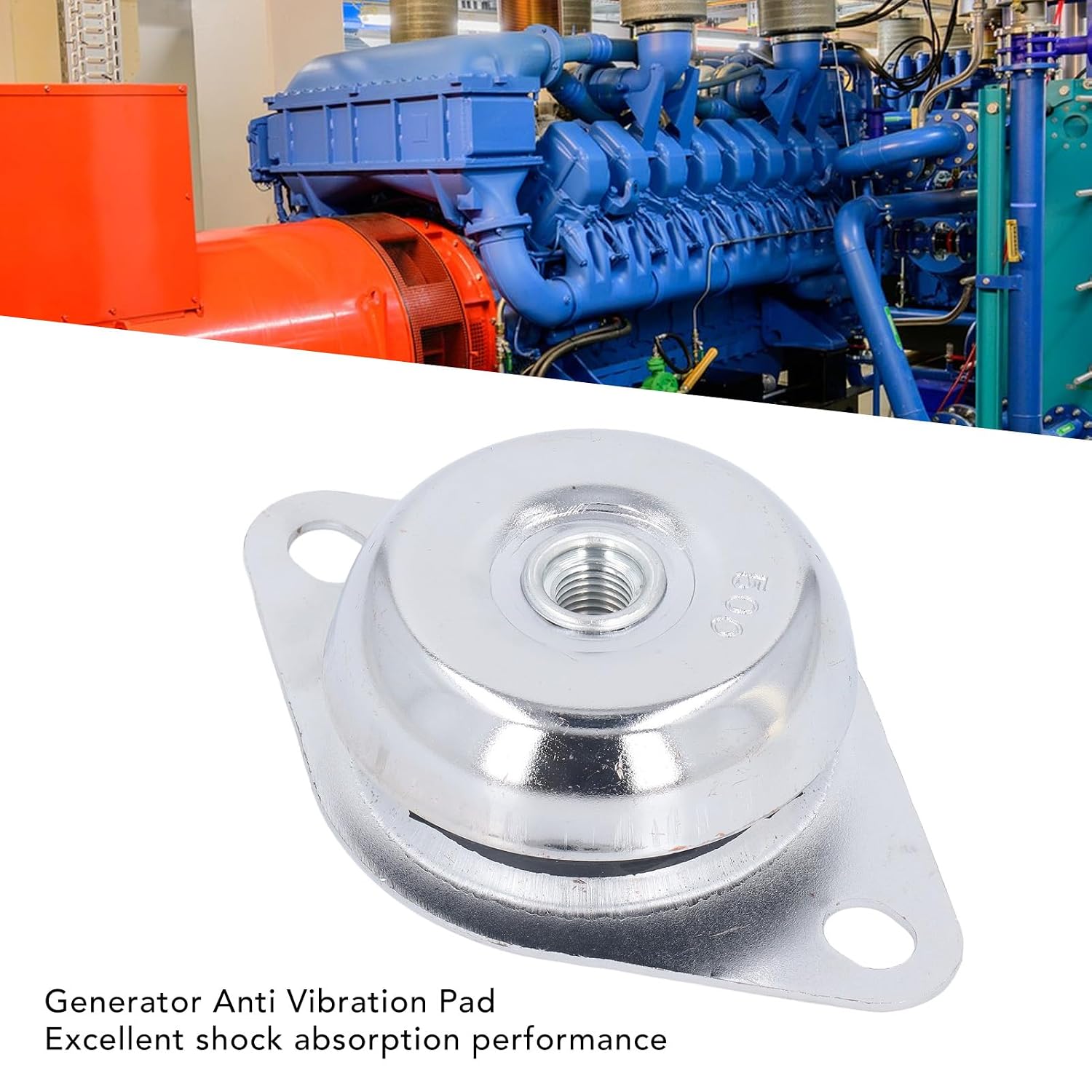 Generator Anti Vibration Pad, 500kg Load Capacity Vibration Reduction Rubber Shock Isolator for Generator, Stainless Steel Rubber Shock Dampener for M16 Mechanical Genset