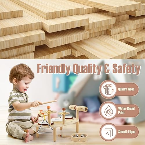Miniatura 7 de Juego de batería para niños, juguetes Montessori para niños de 2 años, regalos de cumpleaños, instrumentos musicales de madera 11 en 1 para niños