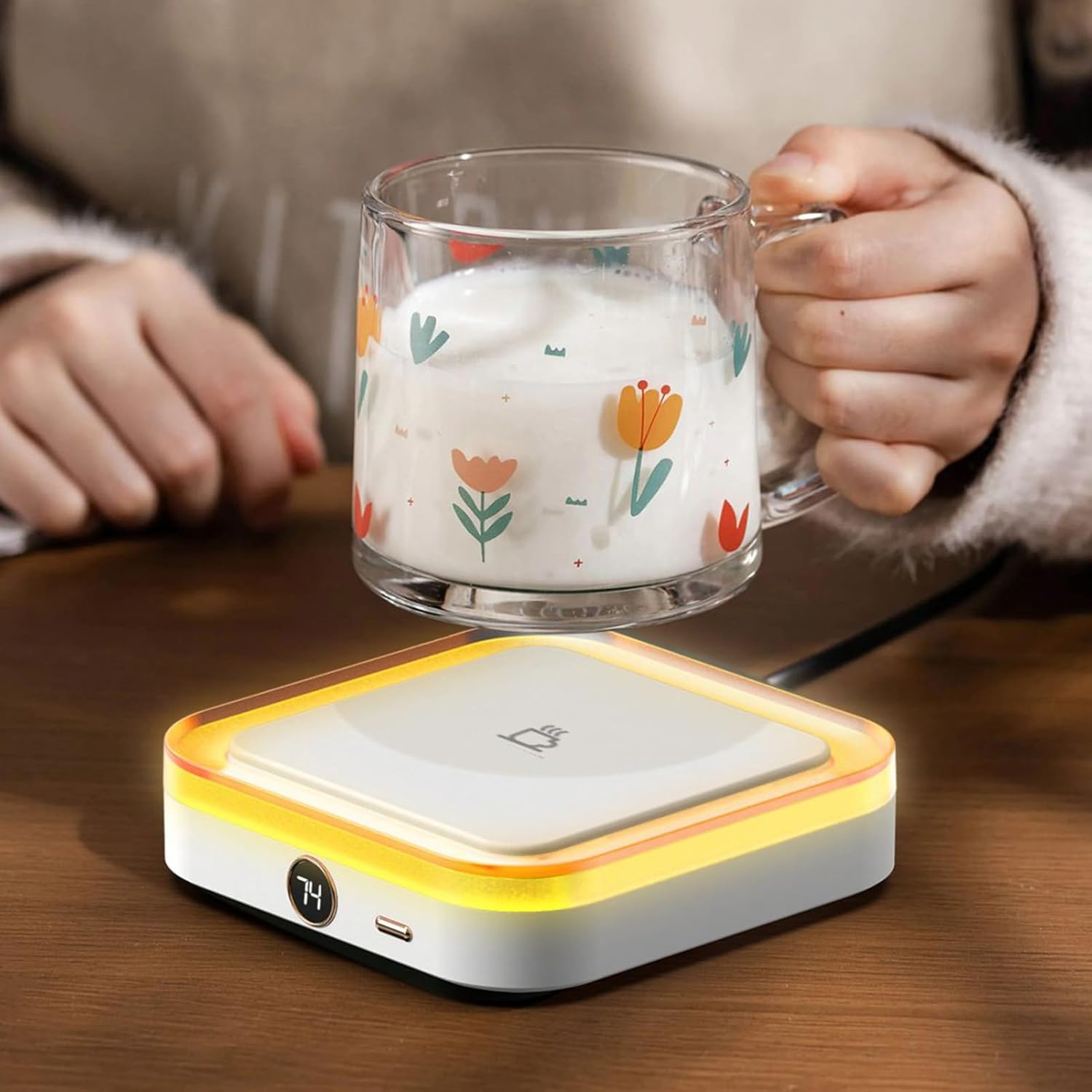 Mug Warmer - USB Electric Heater, 3-Temperature Settings | Sturdy ABS Material, Perfect for Tea Coffee Milk Desk Home Apartment Office Dorm Winter Cold Weather, 4.41x4.41x1.14 Inches