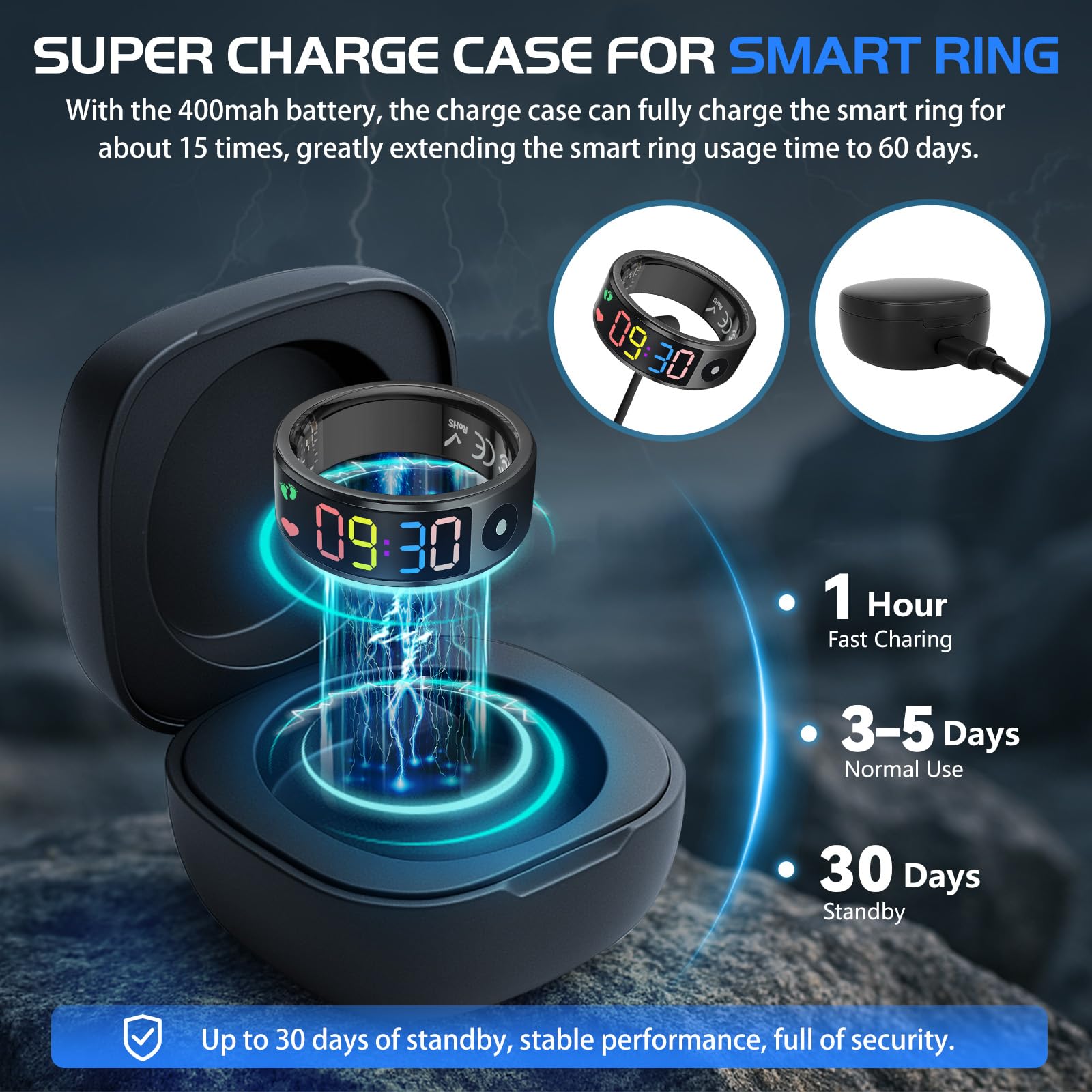 EOGBM Smart Health Ring Sleep Health Tracker per donne e uomini con frequenza cardiaca, ossigeno