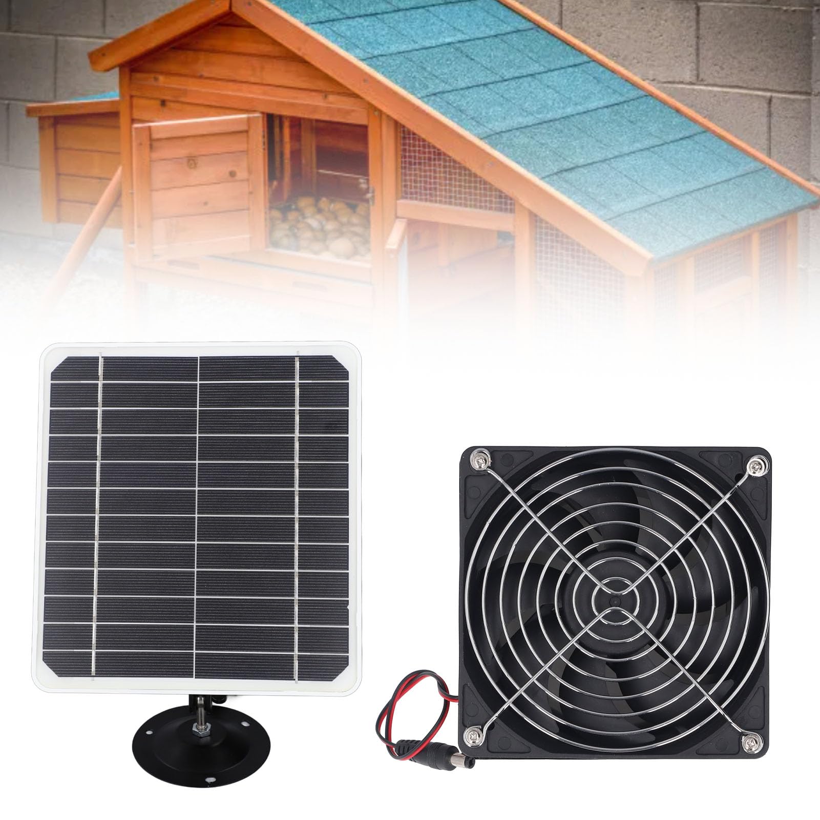 Ventilatore di Scarico Ad Energia Solare, Pannello Solare da 50 W 12 V con Ventola di Ventilazione da 6,5 ​​Pollici, Kit Ventola per Pannello Solare Ventola di Sfiato per Serra