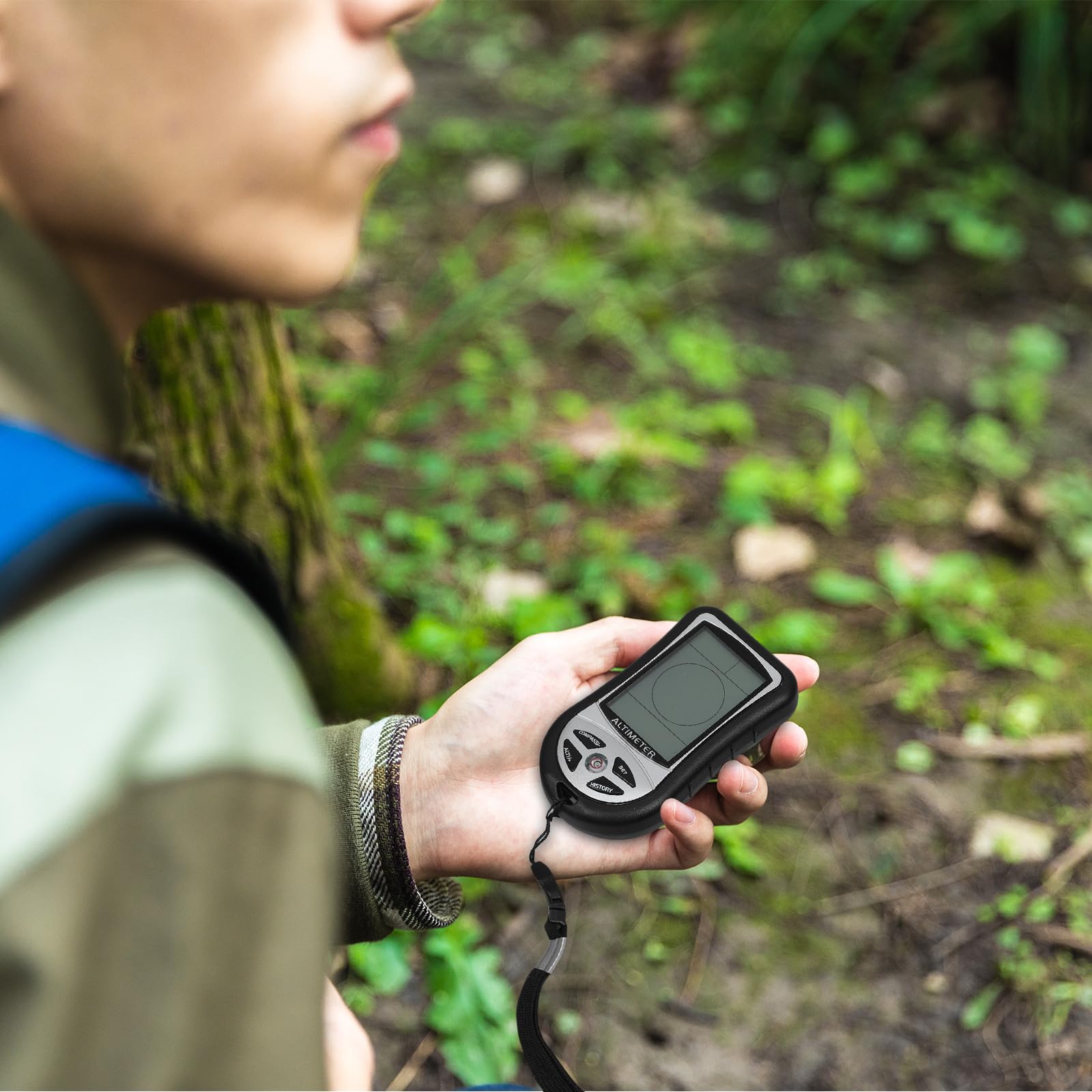 Tragbarer Digitaler Barometer Kompass Höhenmesser Schwarzes Outdoor Handgerät für Wandern Bergsteigen und Camping Präzises Elektronisches Messgerät aus Technischem Kunststoff
