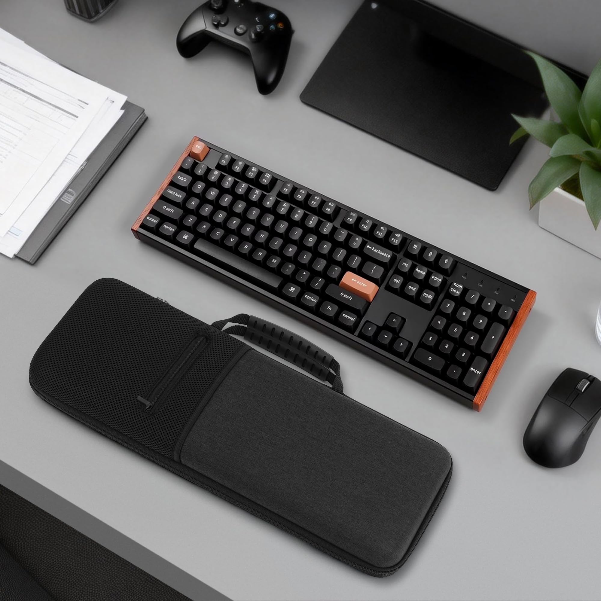 Geekria Custodia rigida per tastiera, compatibile con Keychron K10 HE/K10 Max/Q6 HE/V6, Redragon K668/K689/K556 PRO, AULA F108 PRO, borsa da viaggio per tastiera per computer a 104 tasti