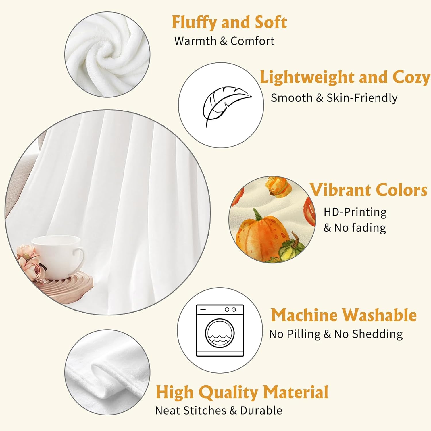 YeeJu Fall Decoraitve Throw Blanket King Size Thanksgiving Autumn Harvest Cute Pumpkins Blanket for Bed Couch Large Oversize Soft Lightweight Warm Fuzzy Plush Fleece Blankets and Throws 90x108