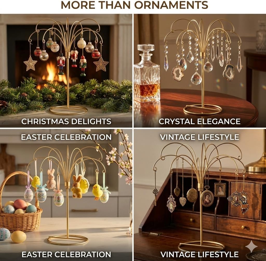HOHIYA 13.5" Gold Ornament Display Stands 2 Pack Metal Holders