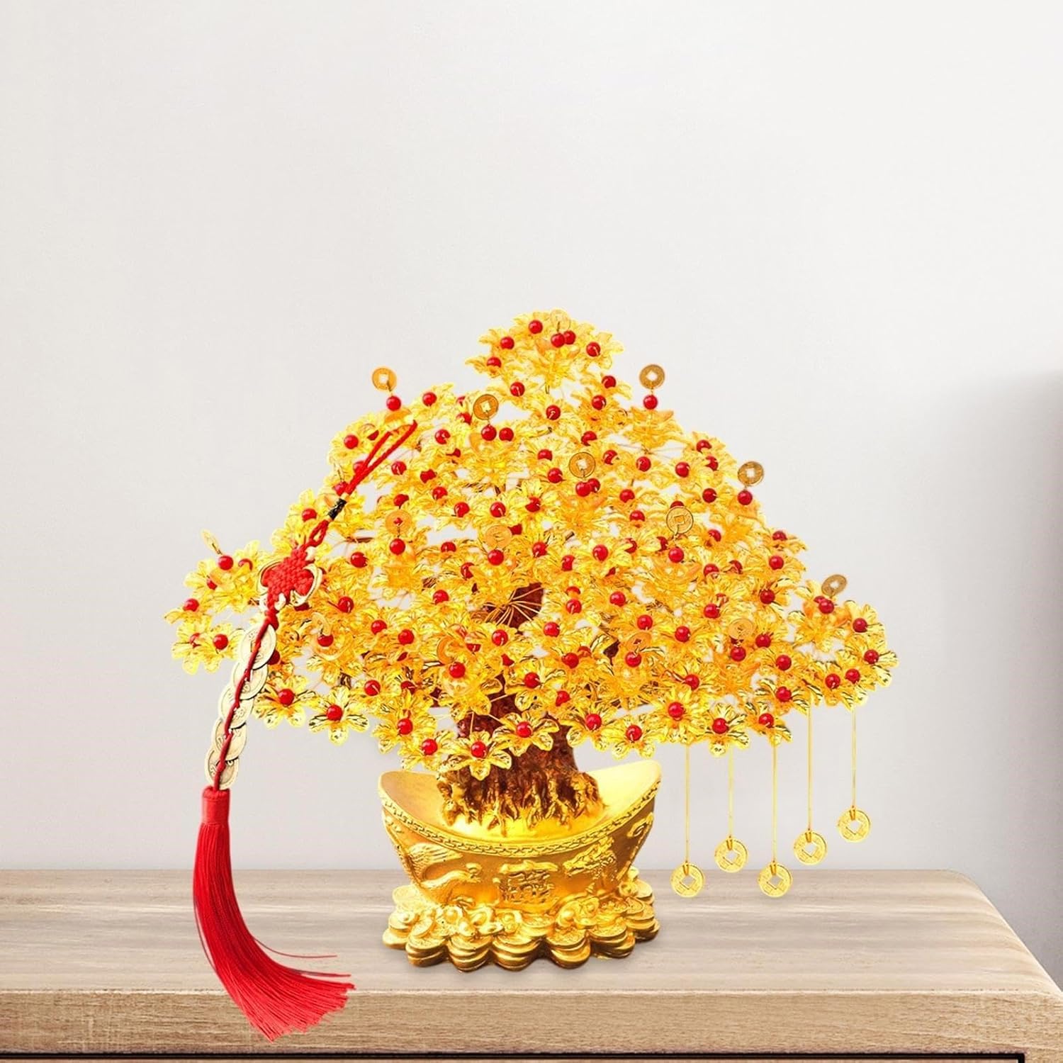 Money Tree Resin Accessories Set Money Tree Statue Luck Tree Sculpture For Bedroom Living Room Office Decoration