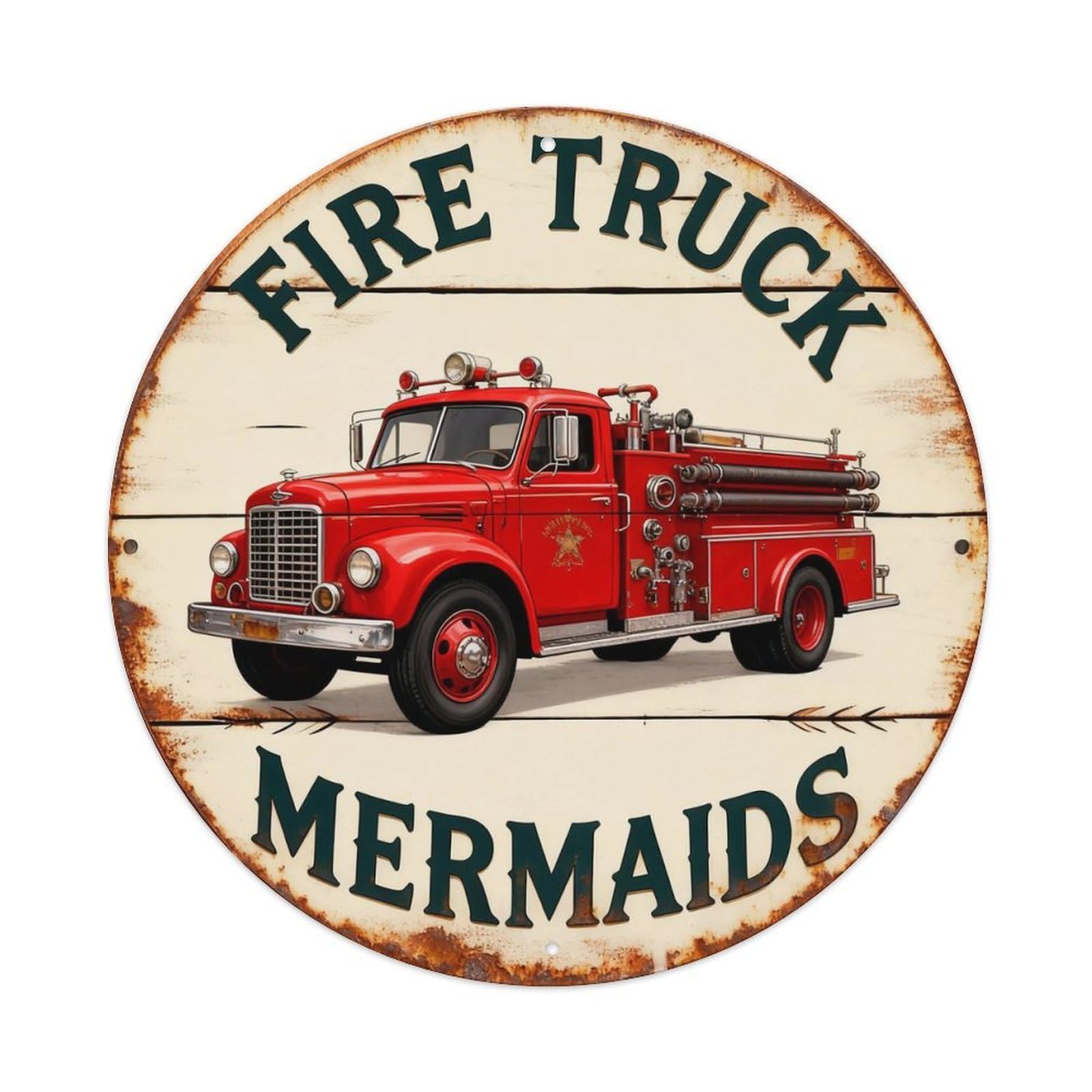 Fire Truck Sign Metal Tin Sign Plaque