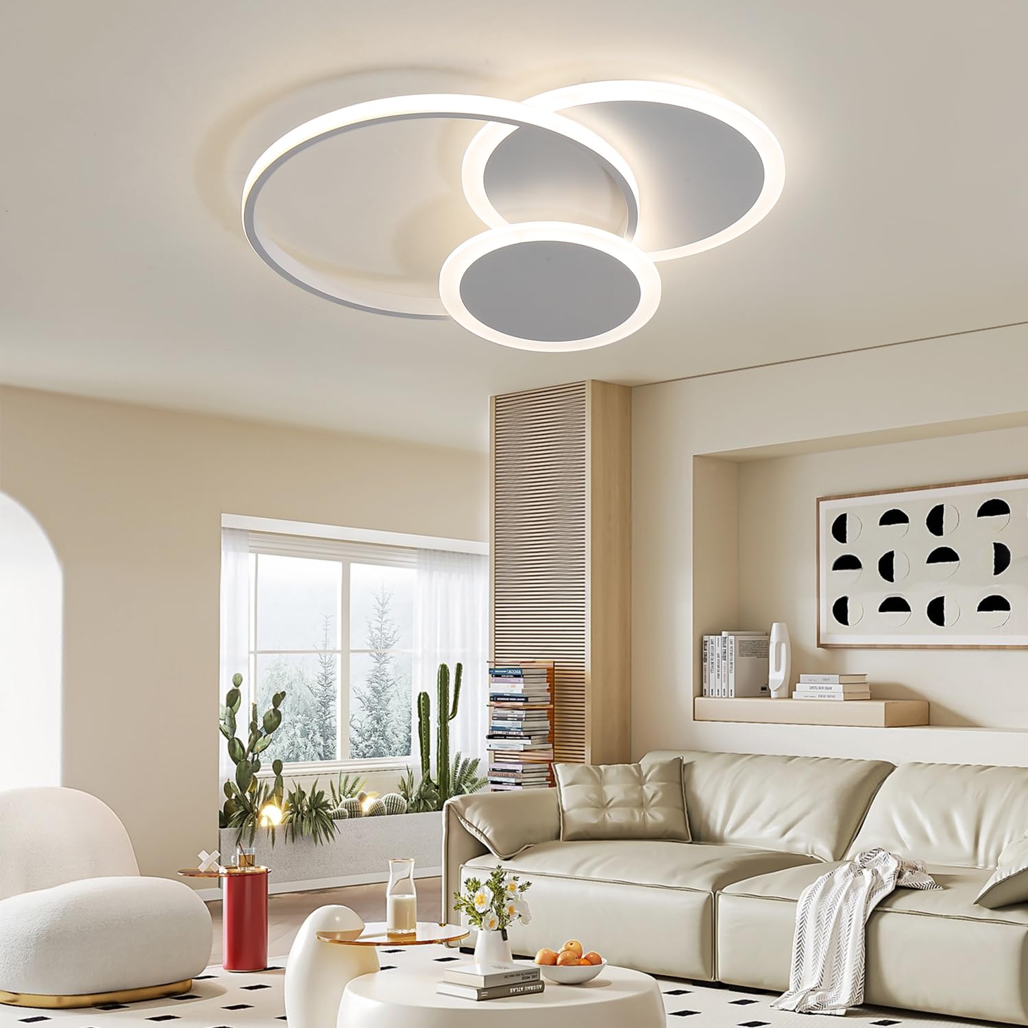 Lampadario Camera da Letto, Plafoniera LED Soffitto Moderna | lampadario Dimmerabile 3000K-6000K con Telecomando, luce a soffitto 42 * 35cm