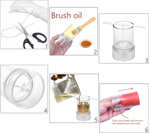 Miniatura 5 de MILIVIXAY 2 moldes para velas de pilar altura 3.0 pulgadas, diámetro mechas de 2.0 a 30 pies de largo, 2 soportes para mechas, un sellador de molde