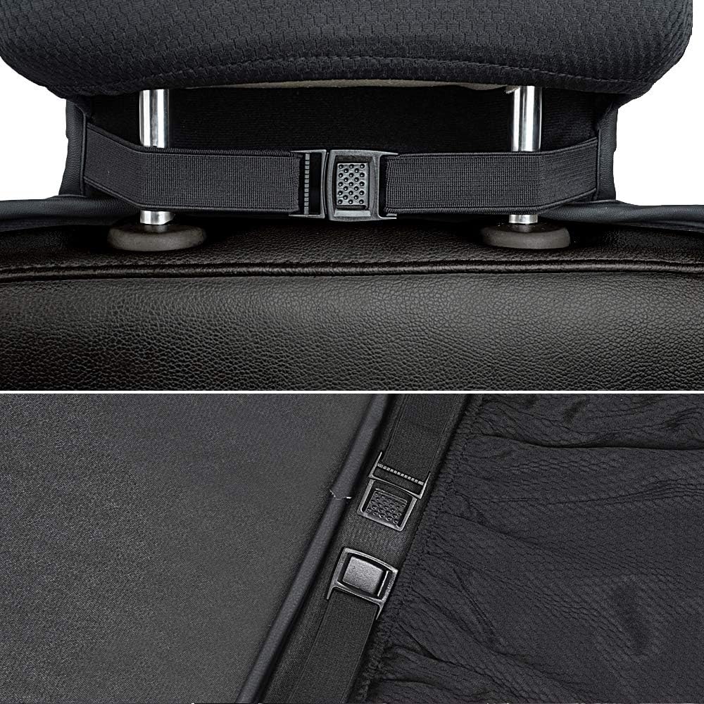 Amazon Basics Deluxe Sideless Universal Fit Leatherette Seat Cover, Black with Red Diamond Pattern