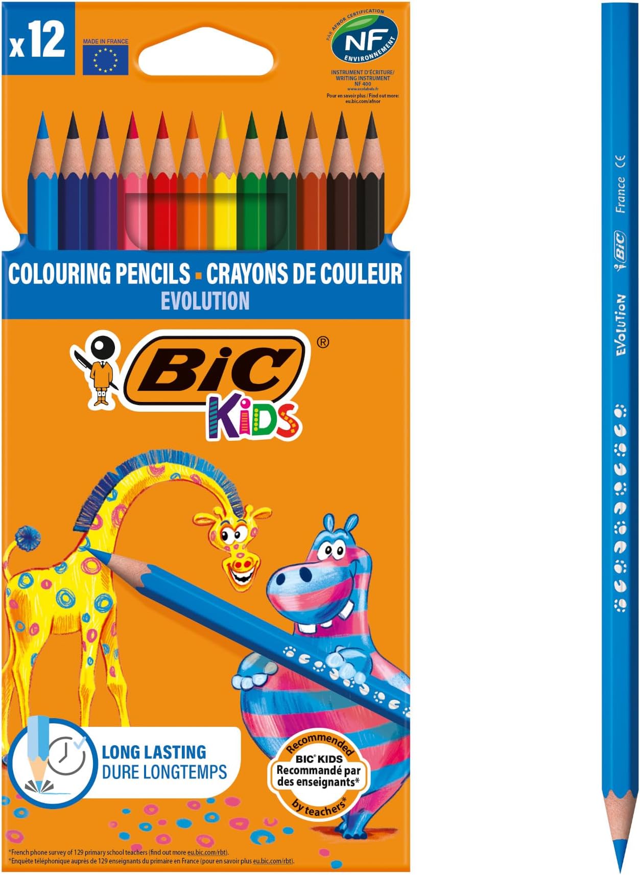 BIC Evolution Colouring Pencils for Kids - Coloured Pencils Great for Kids Colouring Books - Pack of 12