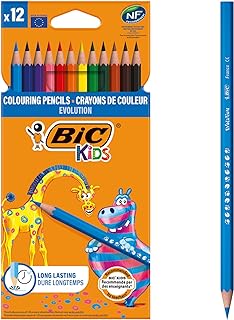 BIC Evolution Colouring Pencils for Kids - Coloured Pencils Perfect for Kids Colouring Books - Pack of 12