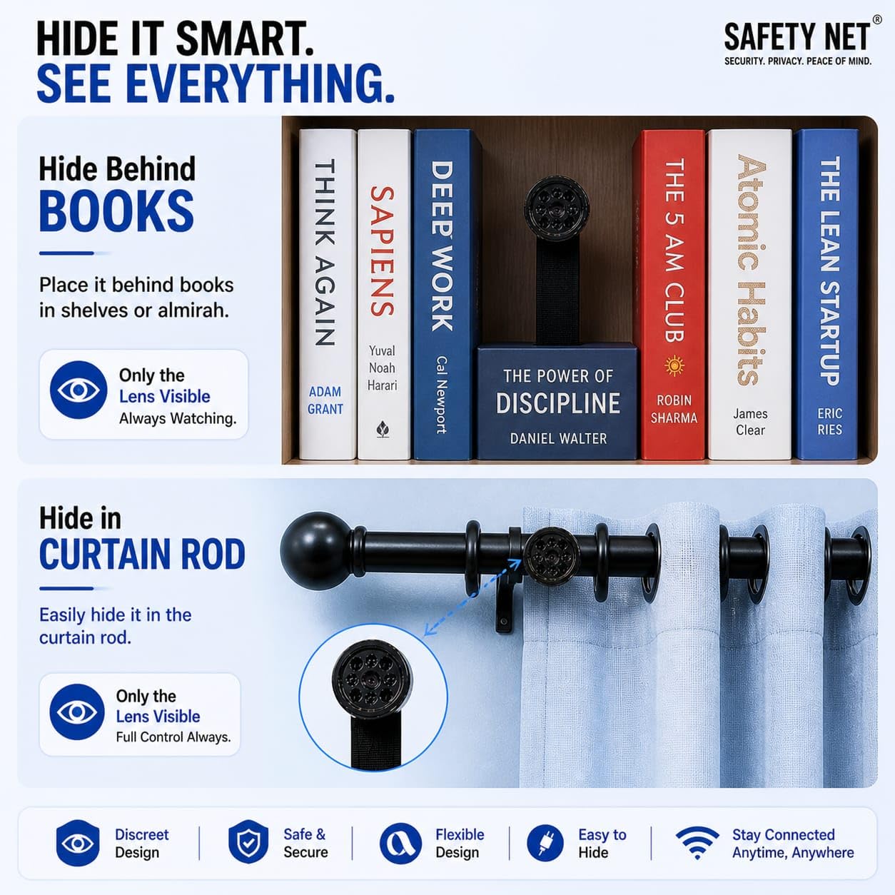 SAFETYNET WiFi Button Camera | 1080P Full HD Hidden Spy Camera | IWF CAM App | Flexible Bendable Design | 32GB Memory Support with Compression | Live View on Mobile & Laptop | Audio Video Recording — Amazon image 7