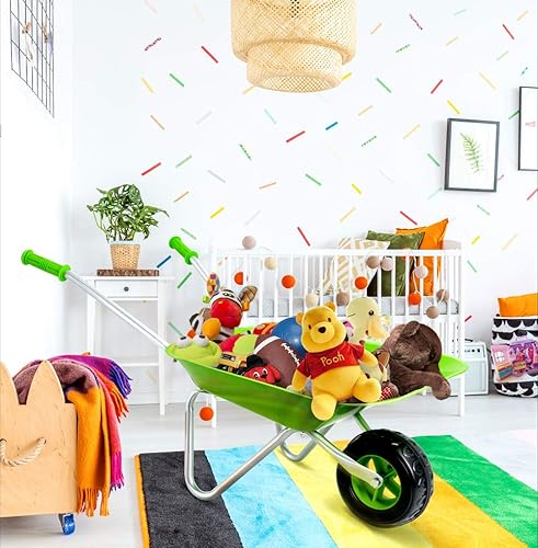 Miniatura 3 de Juego de carretilla para niños de metal, barril de rueda para niños, color verde, fácil de montar, kit de herramientas de jardinería para niños,