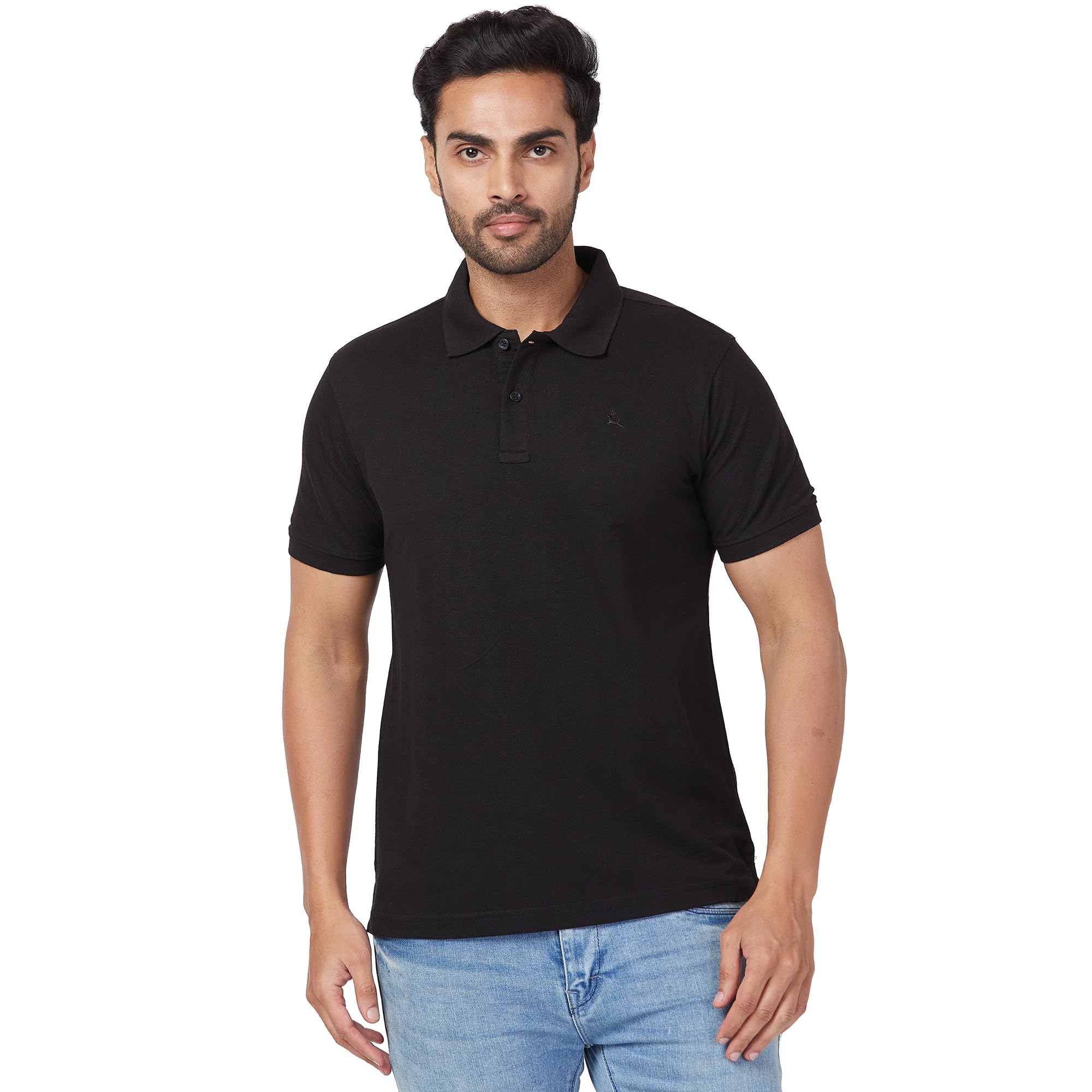 parx Men's Regular Fit Solid Pattern Polyester Blend Half Sleeve Polo Neck Casual T-Shirt-picture-26
