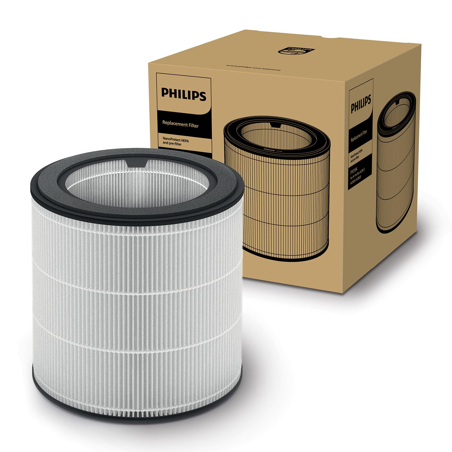 Wymienny Filtr Do Oczyszczacza Powietrza Philips 800 Z Serii NanoProtect HEPA, Filtr Węglowy i Wstępny, Użytkowanie 12 M, Kompatybilny z AC0820 & AC0819 (FY0194/30)