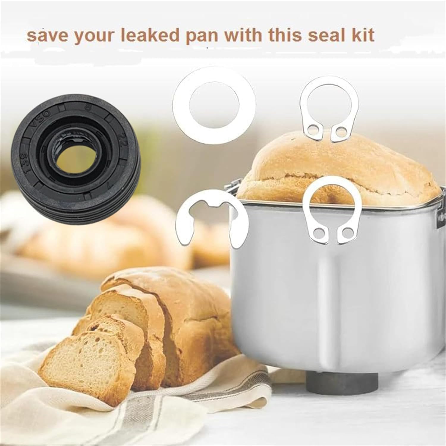 6Pcs Professional Bread Machine Shaft Sealing Set Includes 6 Rubber Metal Gaskets Bread Machine Maintenance Accessories Maker Permanent Gasket