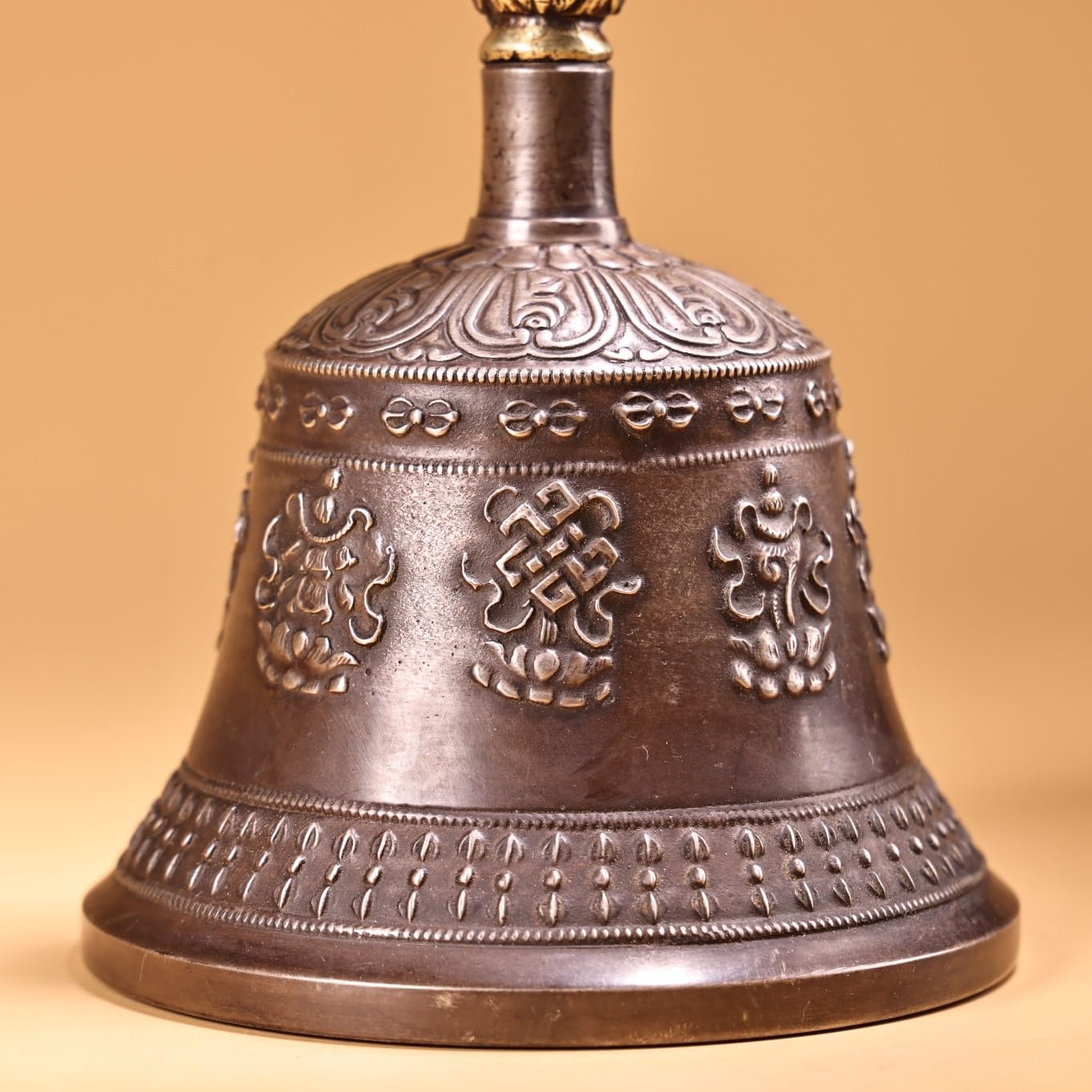 7" Tibetan Temple Collection Old Bronze Old Ringing Bell Vajra Phurba Amulet Dharma Worship Hall Town House