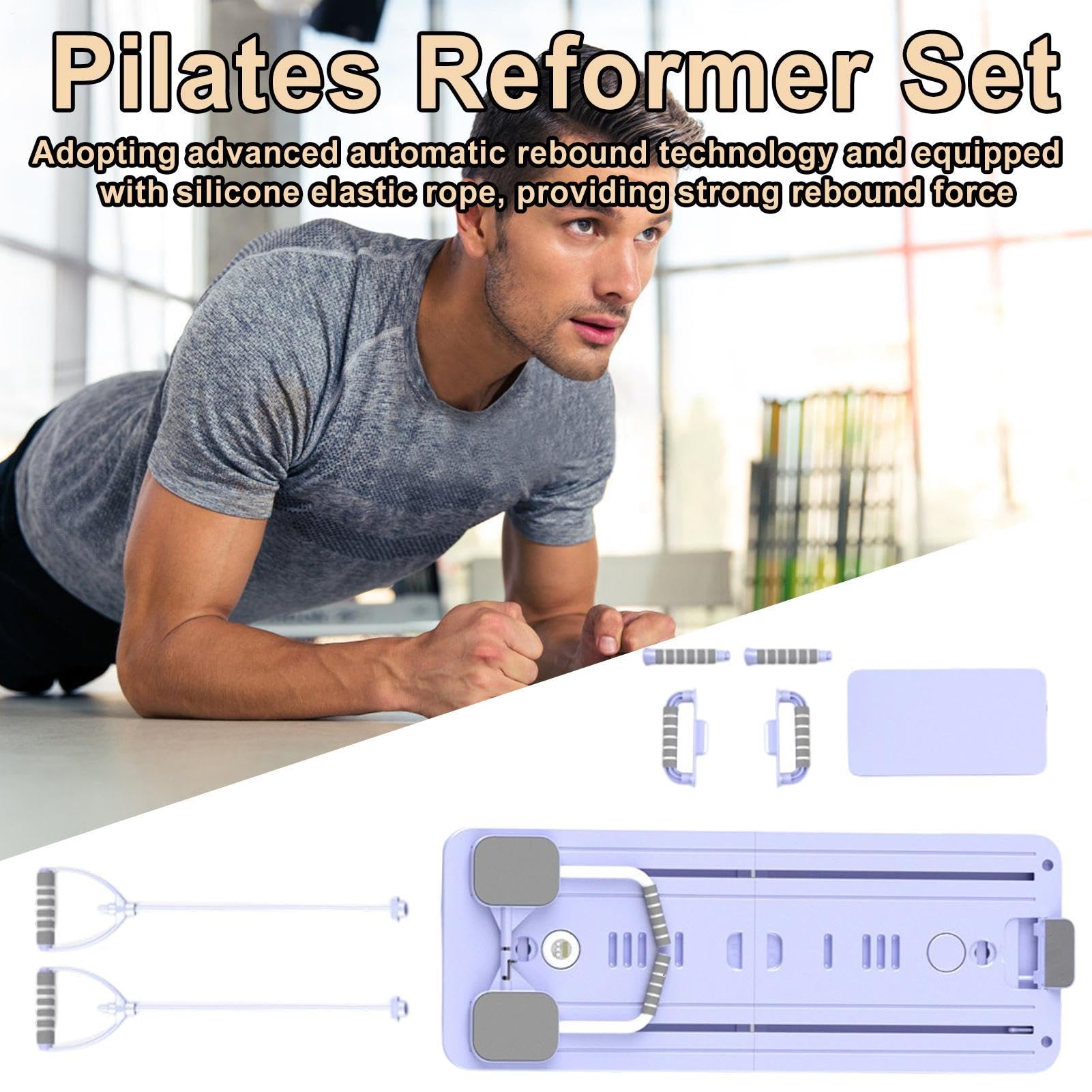 Riformatore portatile per Pilates Reformer, macchina per allenare gli addominali e pilates, accessorio pieghevole per la palestra a casa con fasce per l'allenamento della forza, per esercizi fisici