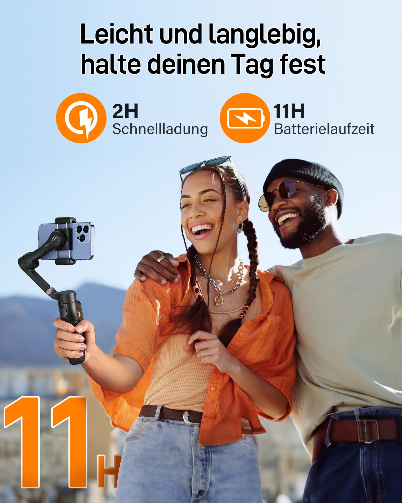 Hohem iSteady X3 SE Plus Gimbal Stabilizator do Telefonu 3-osiowy, składany z odpinanym pilotem i wysuwana rączką, 11h baterii — miniatura 7
