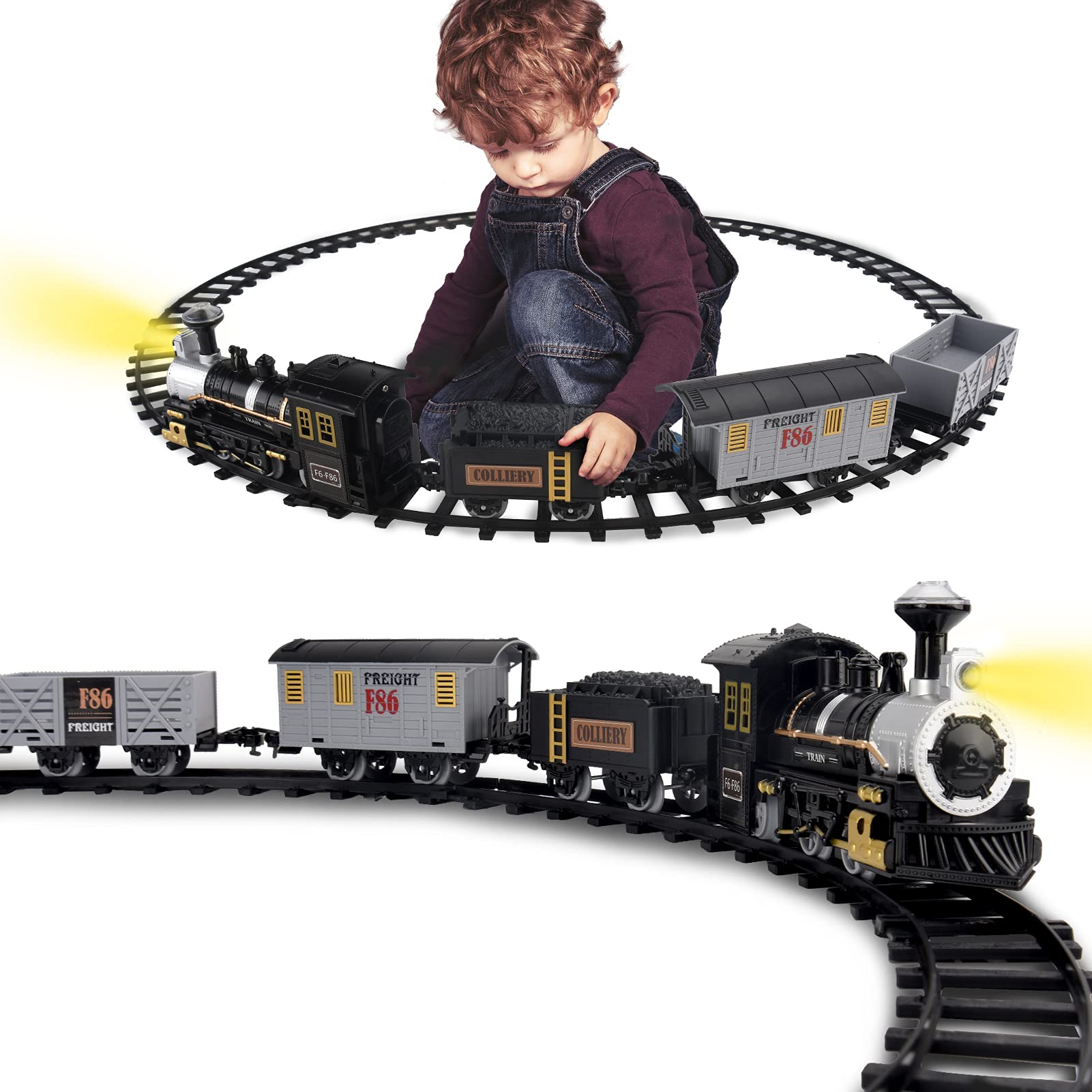 Train Set, CATTA Electric Toy Train Set for Boys Girls with Light