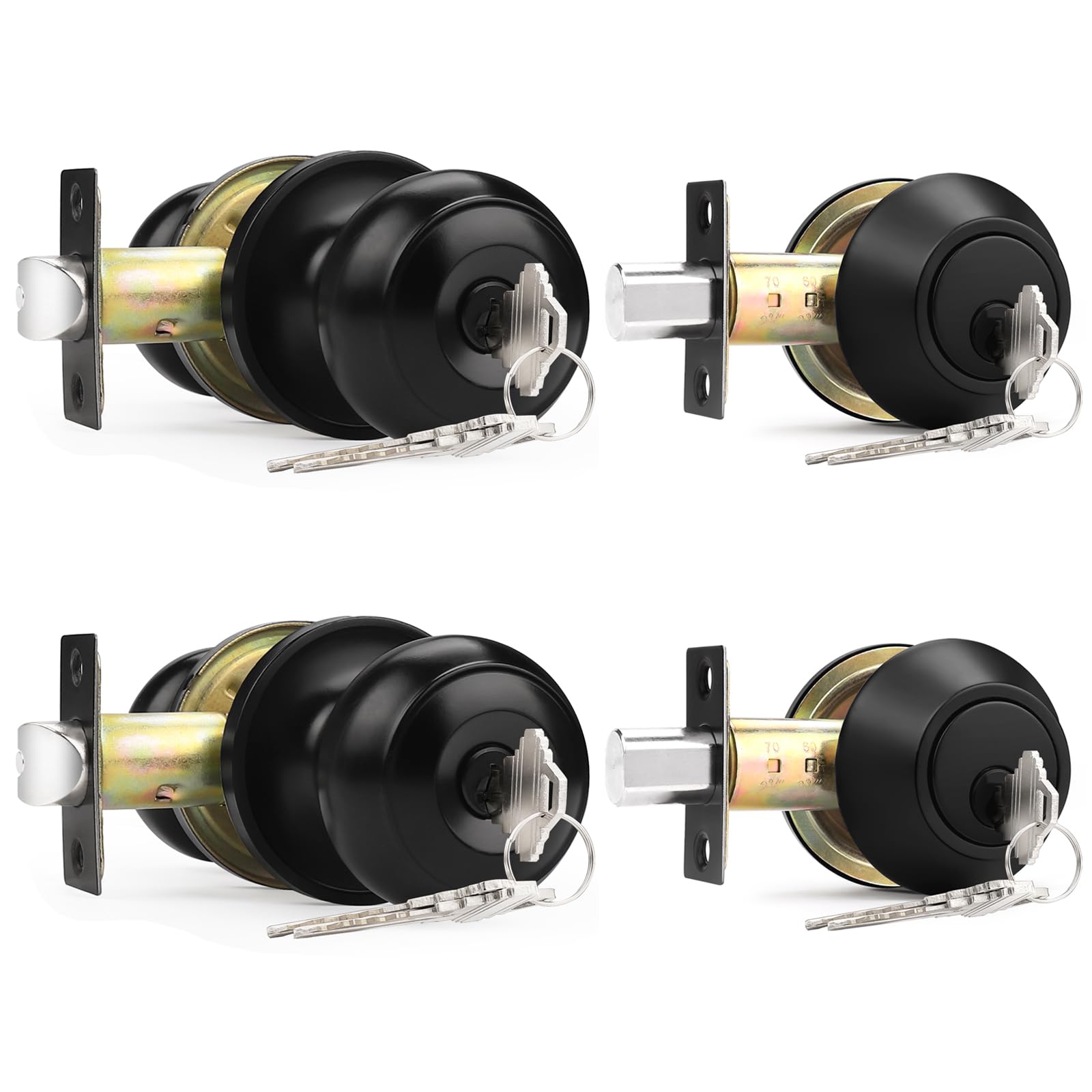 Probrico Matte Black Door Knob & Deadbolt Set -18