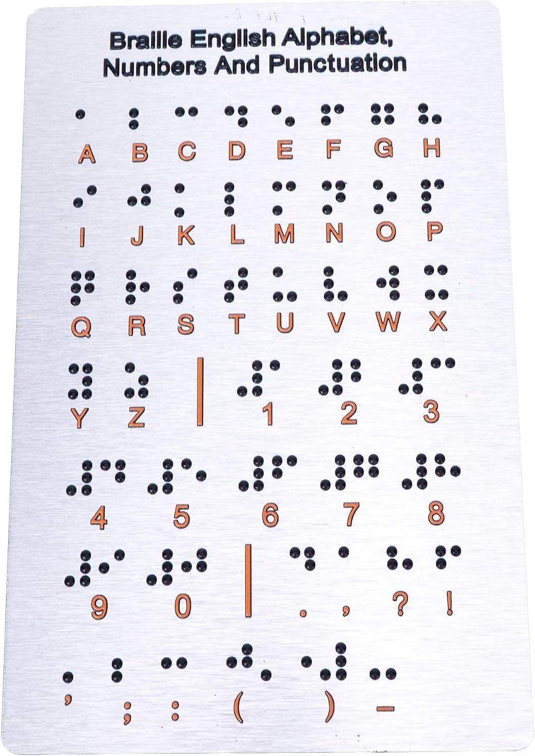 Braille Alphabet Board for Blind & Visually Impaired – Tactile Braille Learning Tool with Raised Dots (Gray)