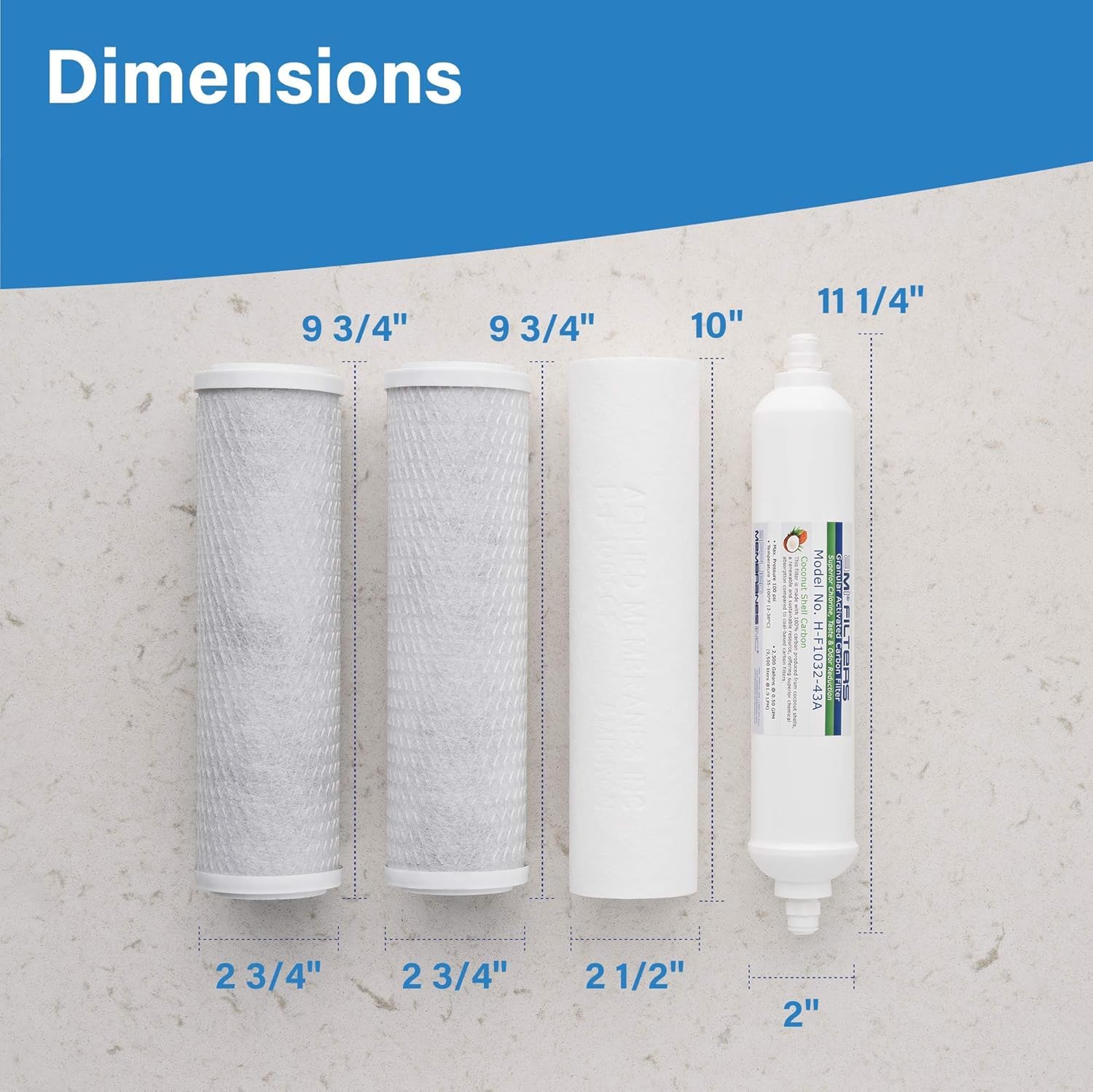 Made-in-USA | Filtros de repuesto para sistemas de filtración de agua y ósmosis inversa de 5 etapas | RFK-5-USA