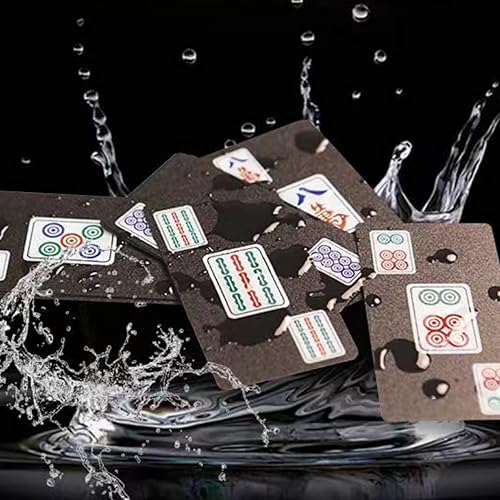 Miniatura 5 de ZMNSZBD Juego de póquer Mahjong impermeable chino profesional número 144 con caja de viaje mini piscina portátil juego de cartas de agua para playa