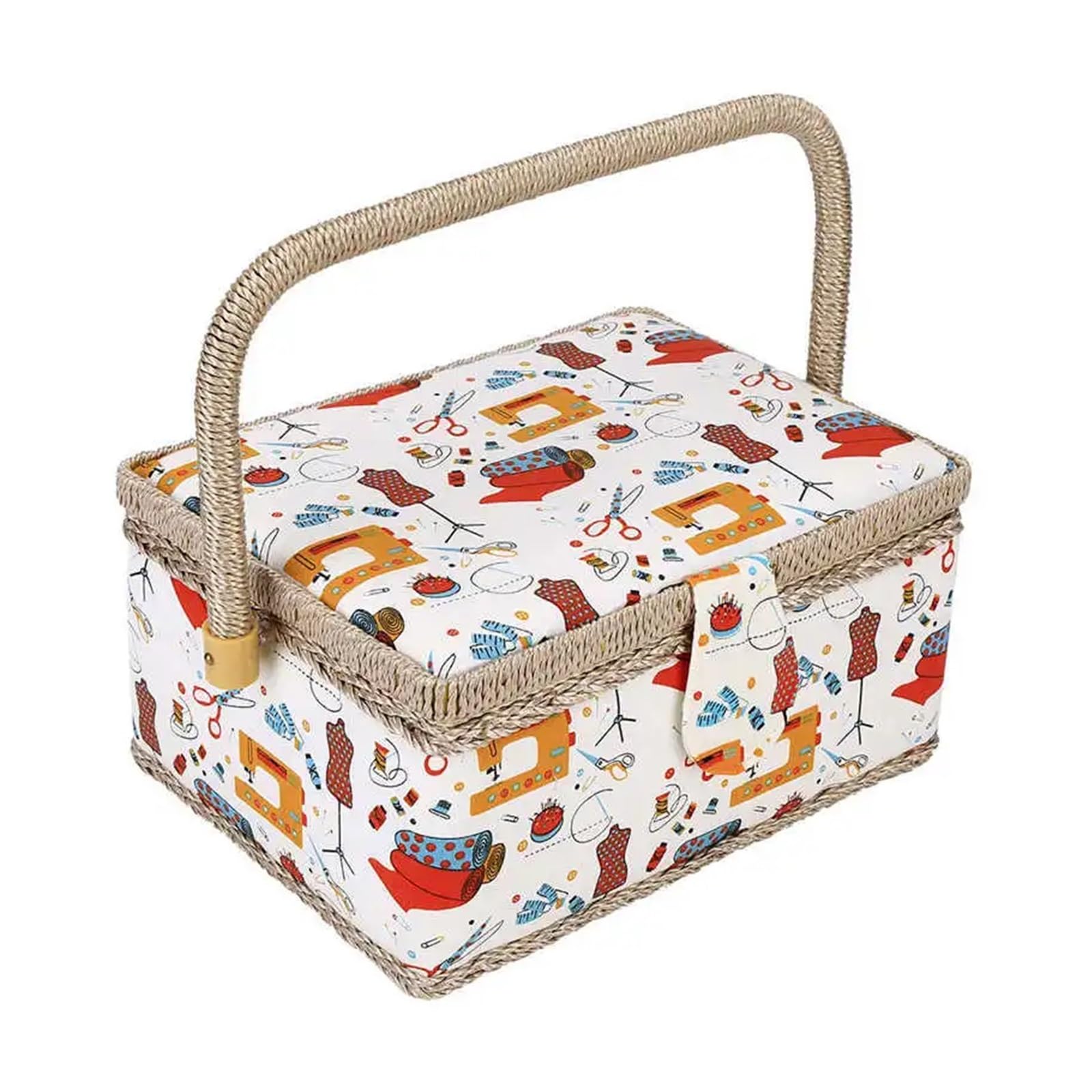 Sewing Basket 3 Colors Craft Sewing Tool Needle Thread Basket Fabric Household Storage Box Organizer(Color3)
