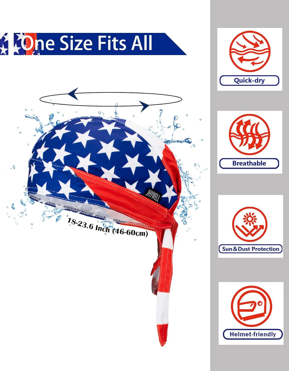 Cooling Do Rags Sweat Wicking Skull Caps Doo Rags Large Motorcycle Dew Rag Head Wrap Bandana Hats Liners for Men and Women - Image 6