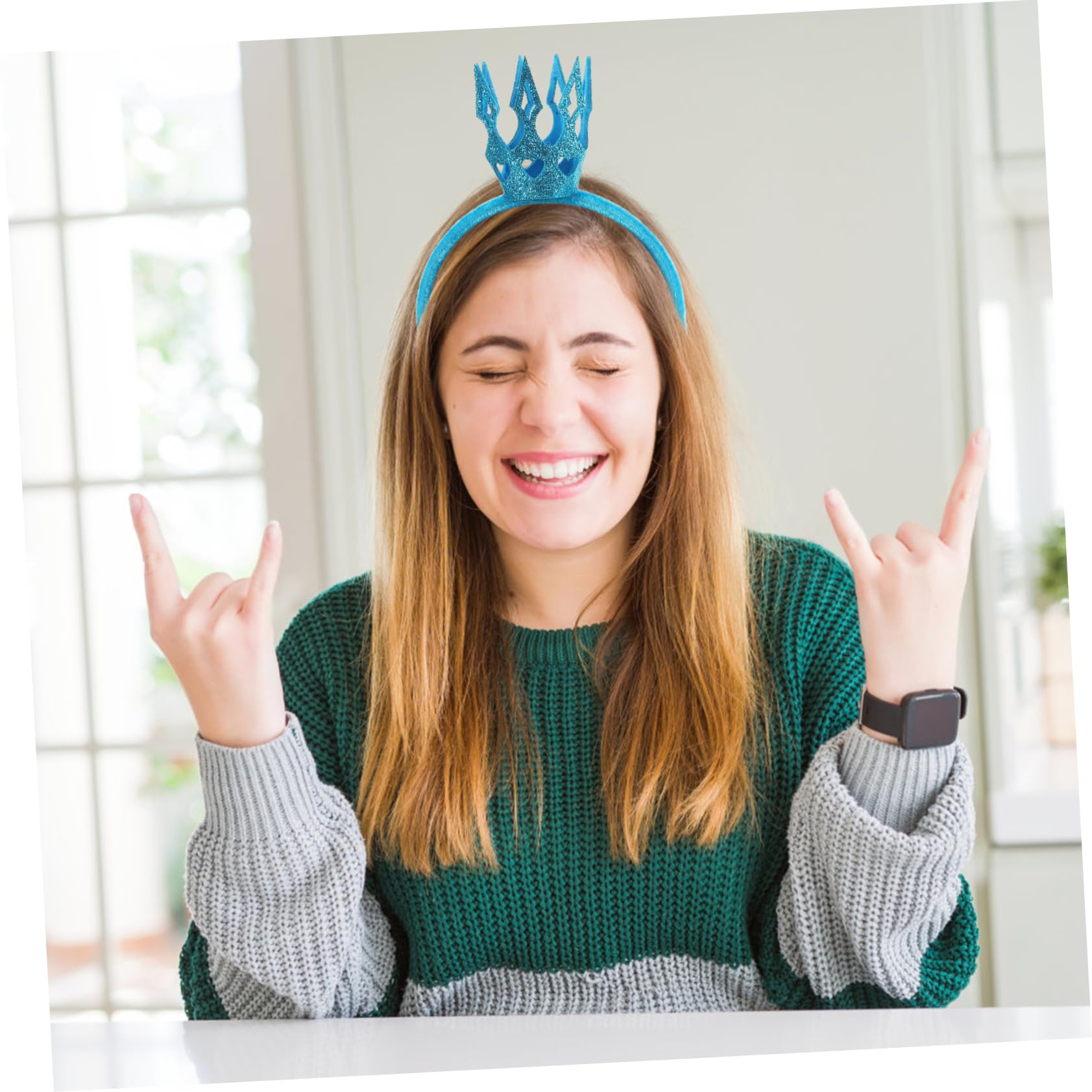 Couronne Décorative Bleu, 1 Pièce, Accessoire Léger pour Fête et Cosplay
