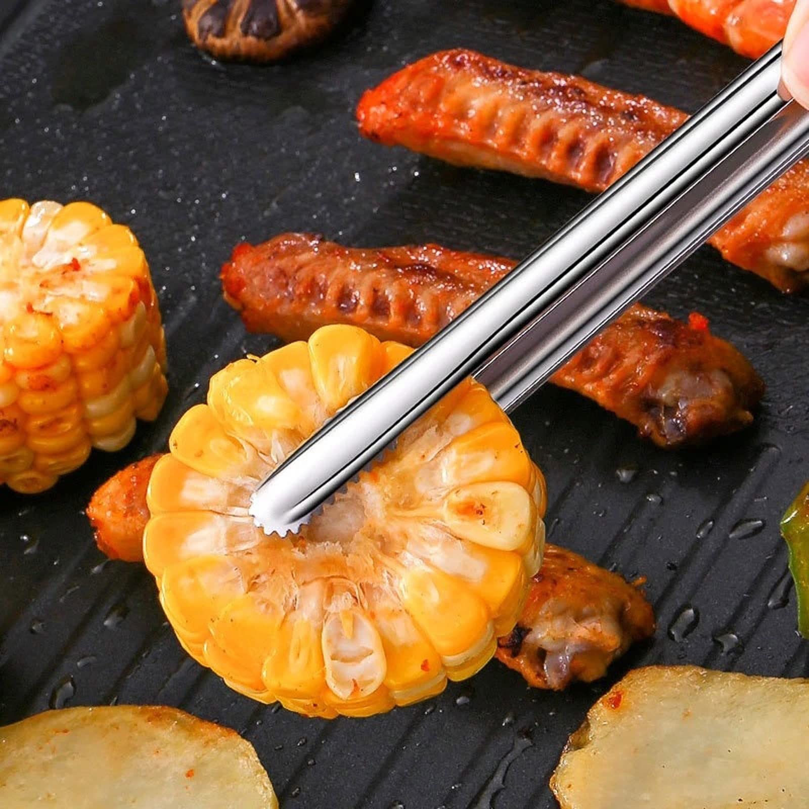 Pinzas de Cocina para Barbacoa, Pinzas Antideslizantes para cocinar, Pinzas portátiles de Acero Inoxidable para Picnic, Pinzas para Carne y Ensalada, Pinzas para Pan