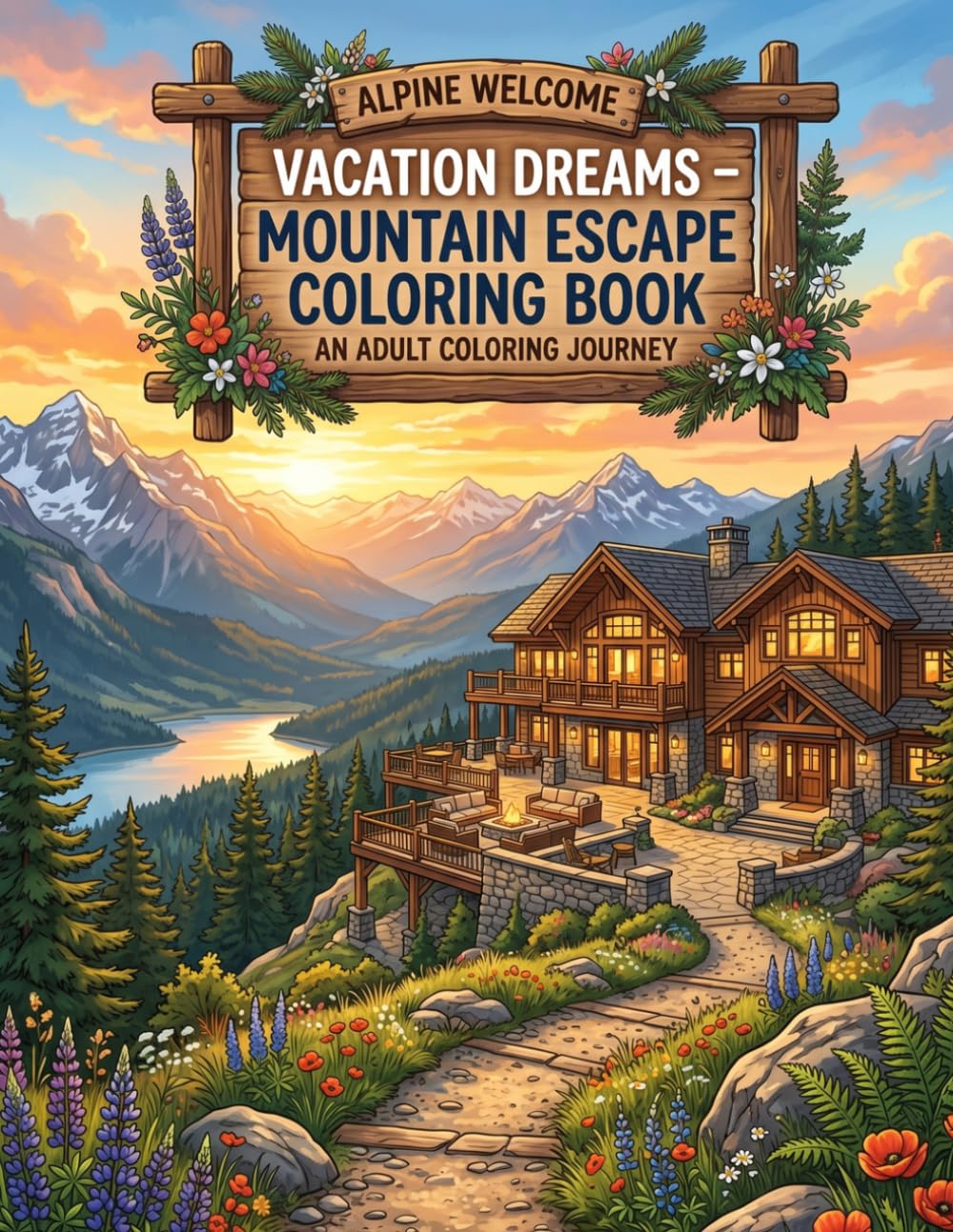 Vacation Dreams - Mountain Escape Coloring Book: Relaxing and Stress-Free Mountain Escape Coloring Pages for Adults and Teens
