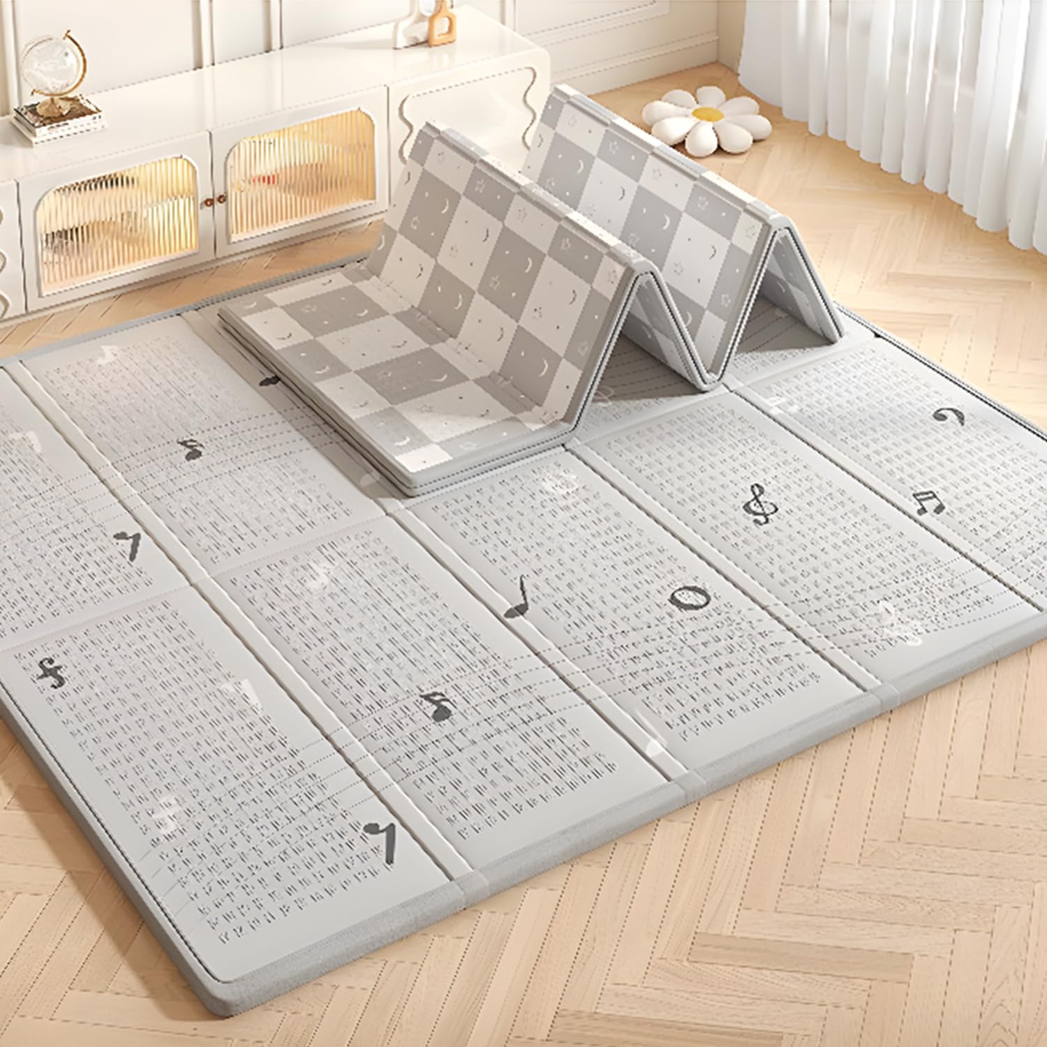 Tappeto Gioco Neonato Pieghevole,Grande Reversibile Tappetino E Educativo,Tappeto Neonato,Antiscivolo Impermeabile,Neonati Bambini Leggero Pieghevole Impermeabile(180 * 160 * 2cm,D)