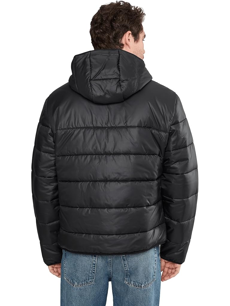 Black Lacoste Water-Repellent Quilted Puffed Jacket