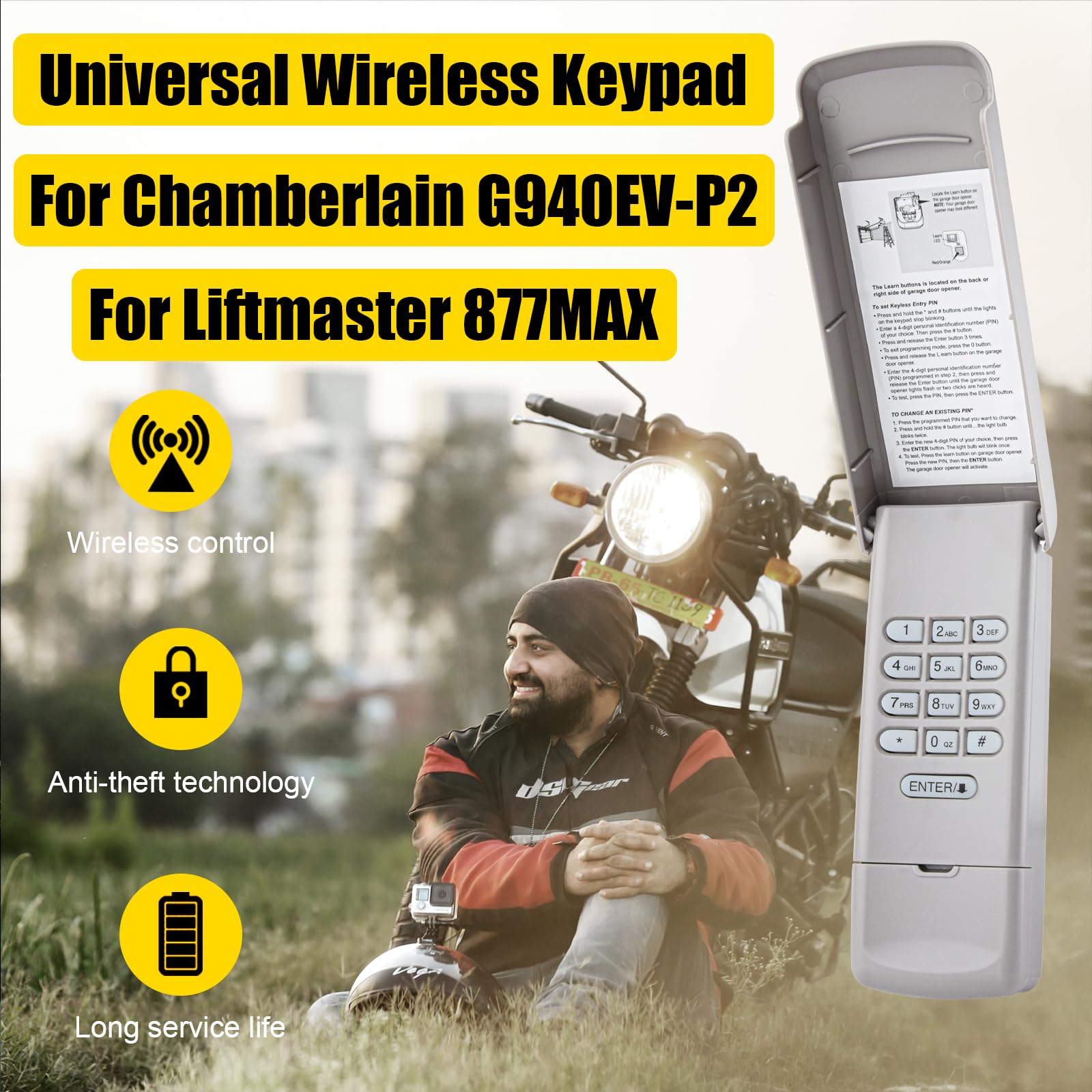 Chamberlain Liftmaster 940EV/EVC - Teclado Universal (Refurbished) Sin Llaves - 100% Garantizado