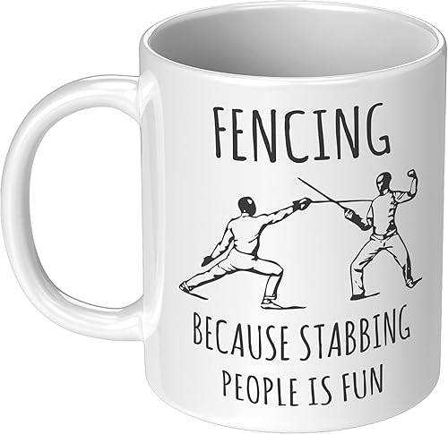 Miniatura 5 de Taza de esgrima divertida, esgrima porque apuñalar a la gente es divertida, taza de café de esgrima