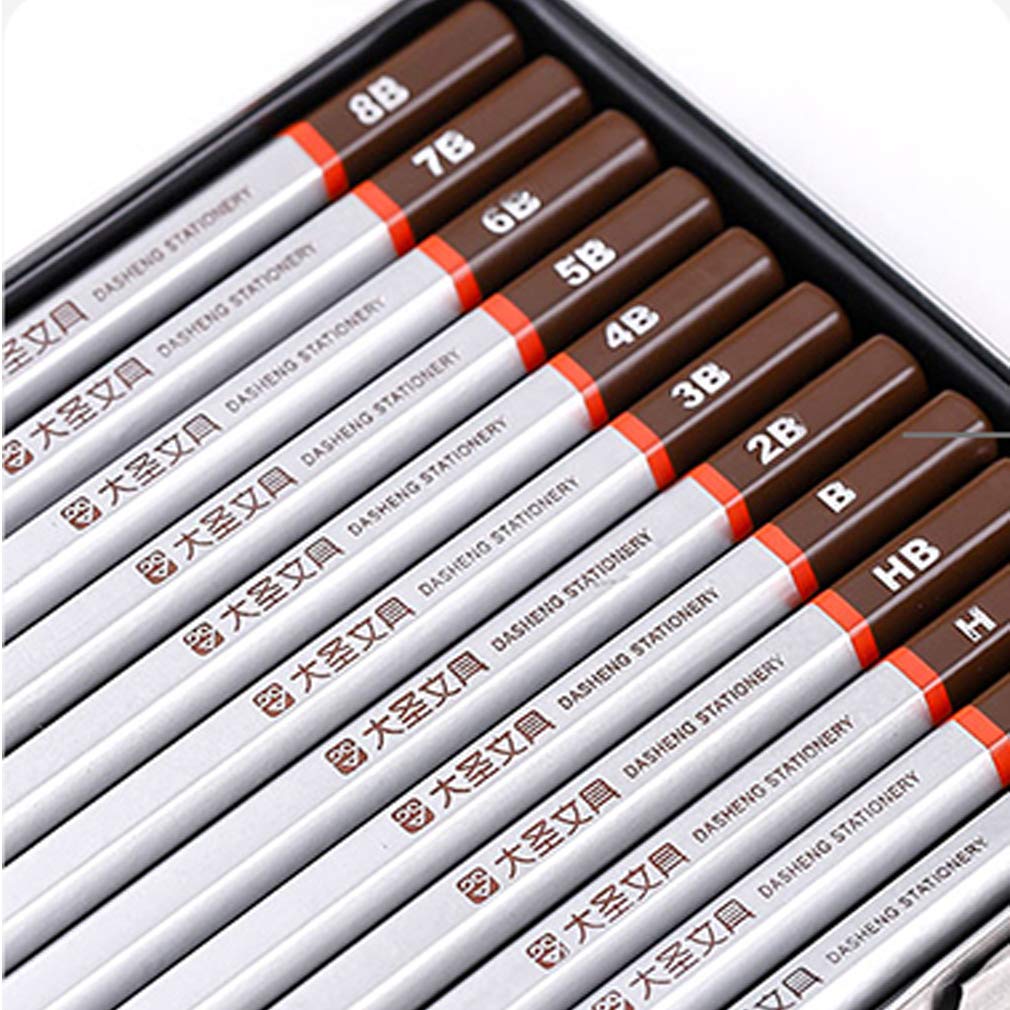 YYMIYU Lápis de desenho grafite caixa de ferro lápis de