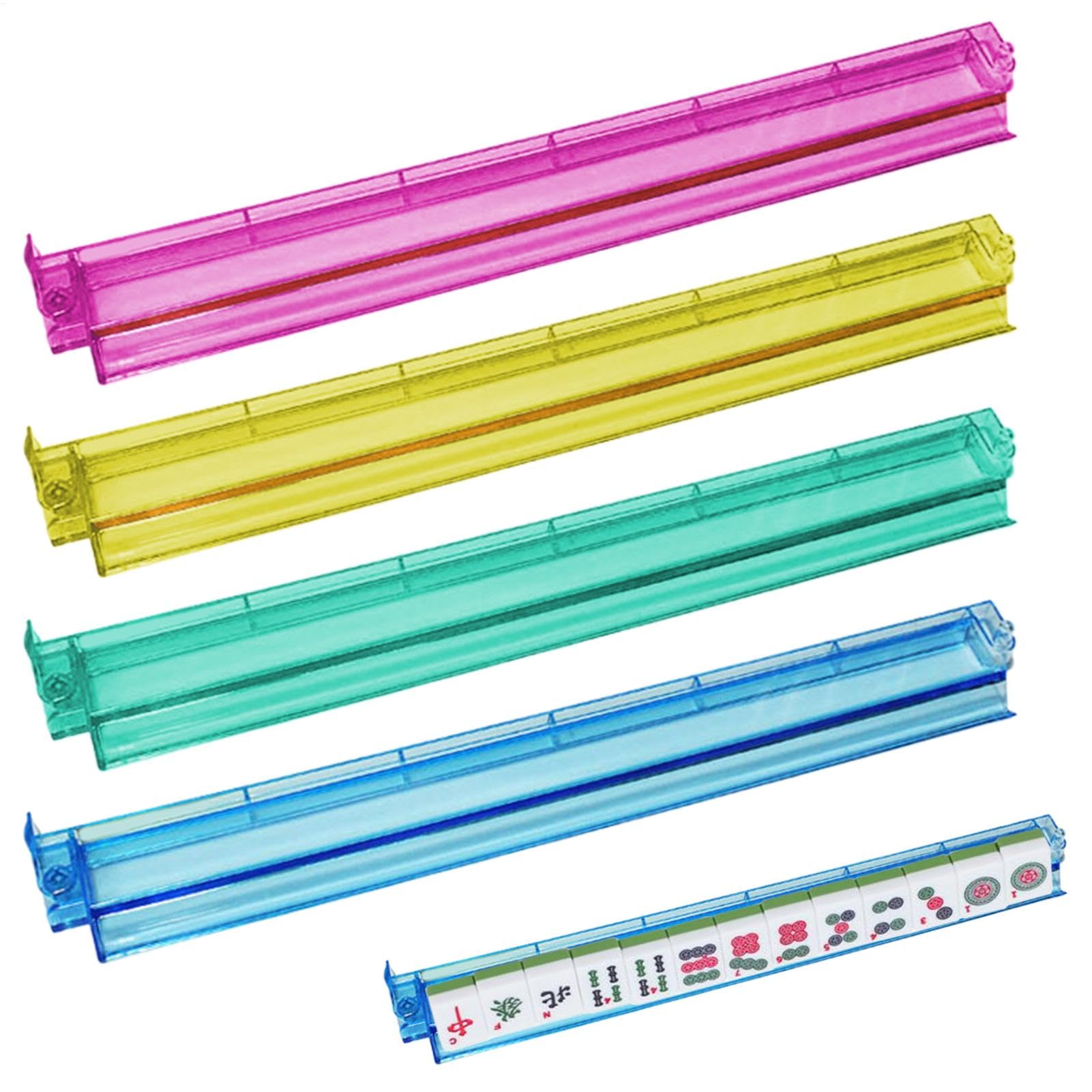 Mahjong Tile Racks, Mahjong Tile Rack With Pushers, Clear Multicolor Pushers Racks, Set Of 4 Acrylic Storage Organizer, Board Game Accessories, MahJongg Accessories