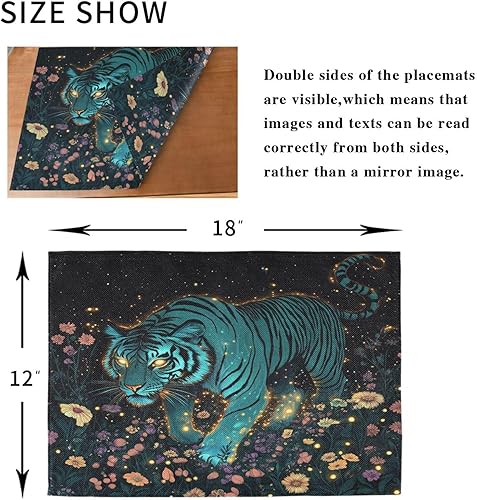 Miniatura 8 de Custom Turquoise Tigers Place mats for Kitchen Table Washable Rustic Waterproof placemats for Kitchen Table 6 Piecing 12 x 18 manteles para comedor