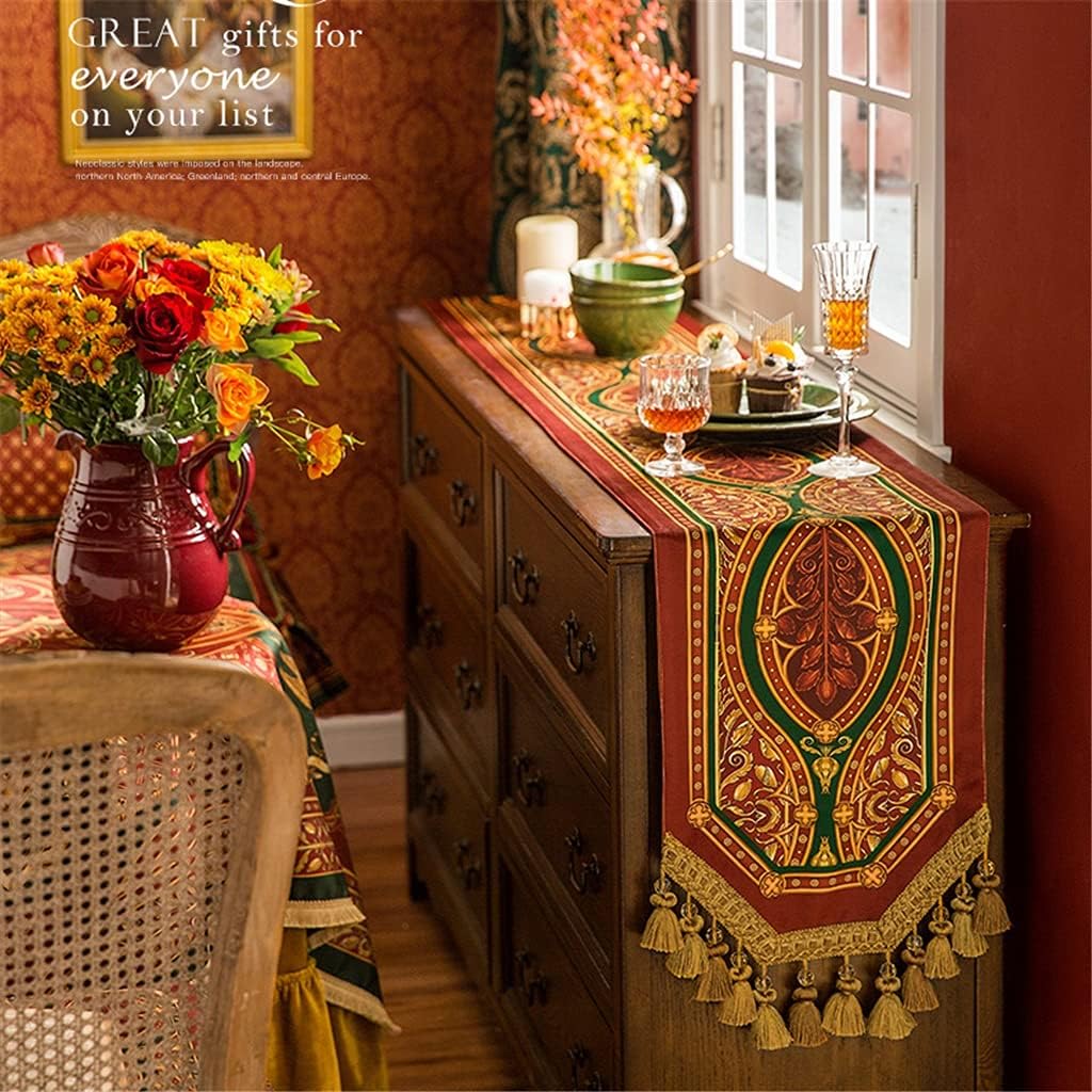 JSEIAJB Holiday Table Runner Bed Flag Red European TV Cabinet Dining Table Side Cabinet Long Decorative Cloth(D,30x220cm)