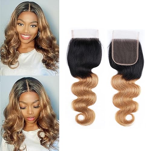 KAFEIER Extensiones de cabello humano brasileño ondulado con encaje frontal de 4 x 4, parte libre, nudos blanqueados previamente arrancados, coser,