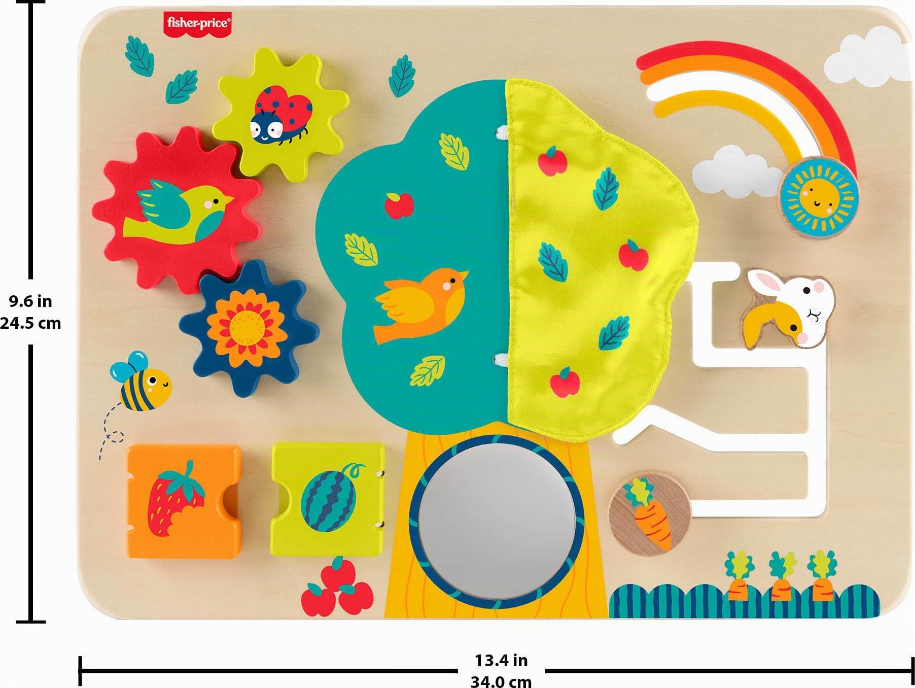 Fisher-Price Giocattoli per neonati, divertenti tabellone da gioco in legno, per bambini dai 6 mesi in su