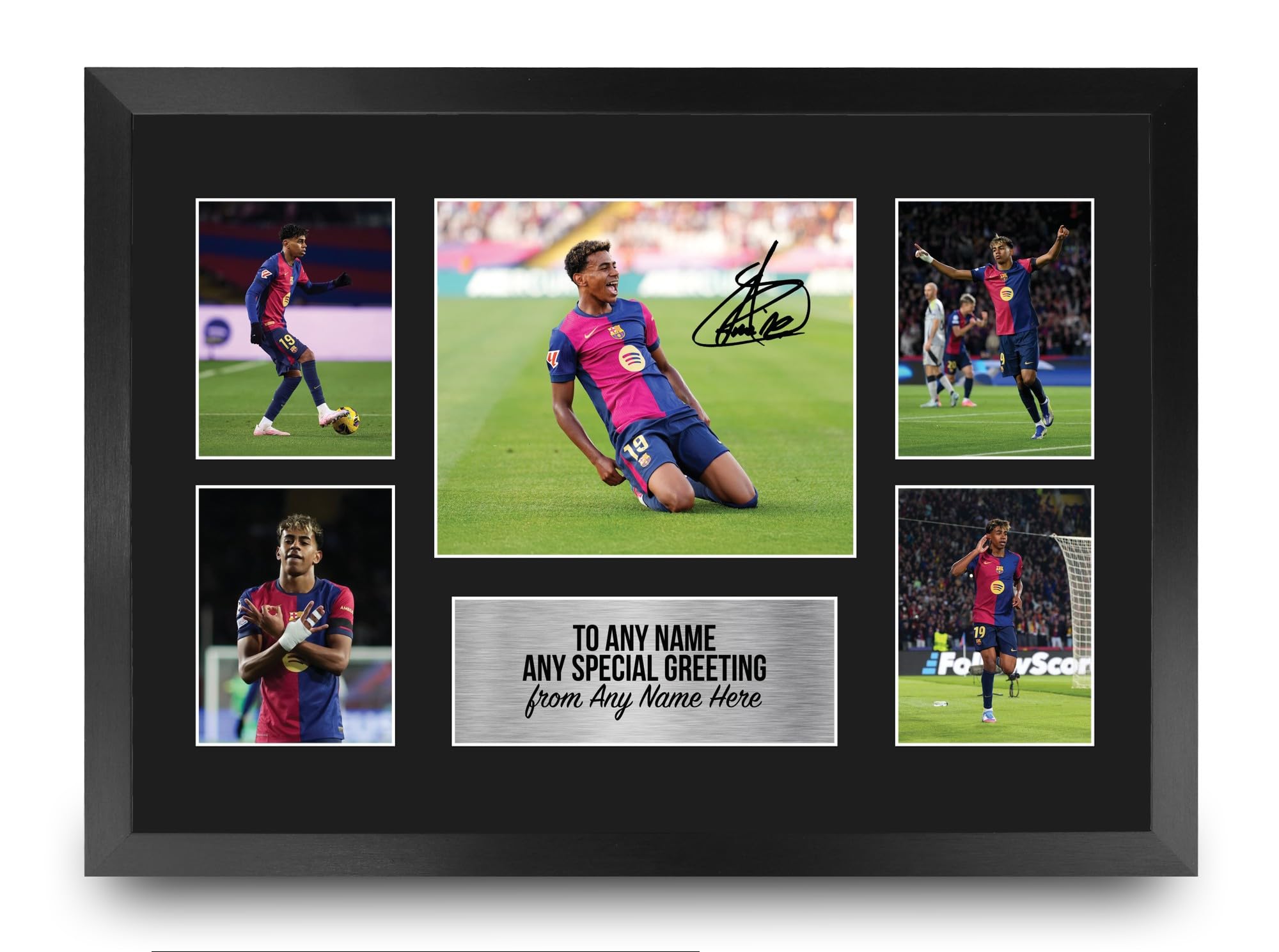HWC Trading Lamine Yamal Personalised Gift - Signed Autograph Picture, Framed A3 Football Photo Display with Custom Name Message for Birthday Christmas Wedding — image 1