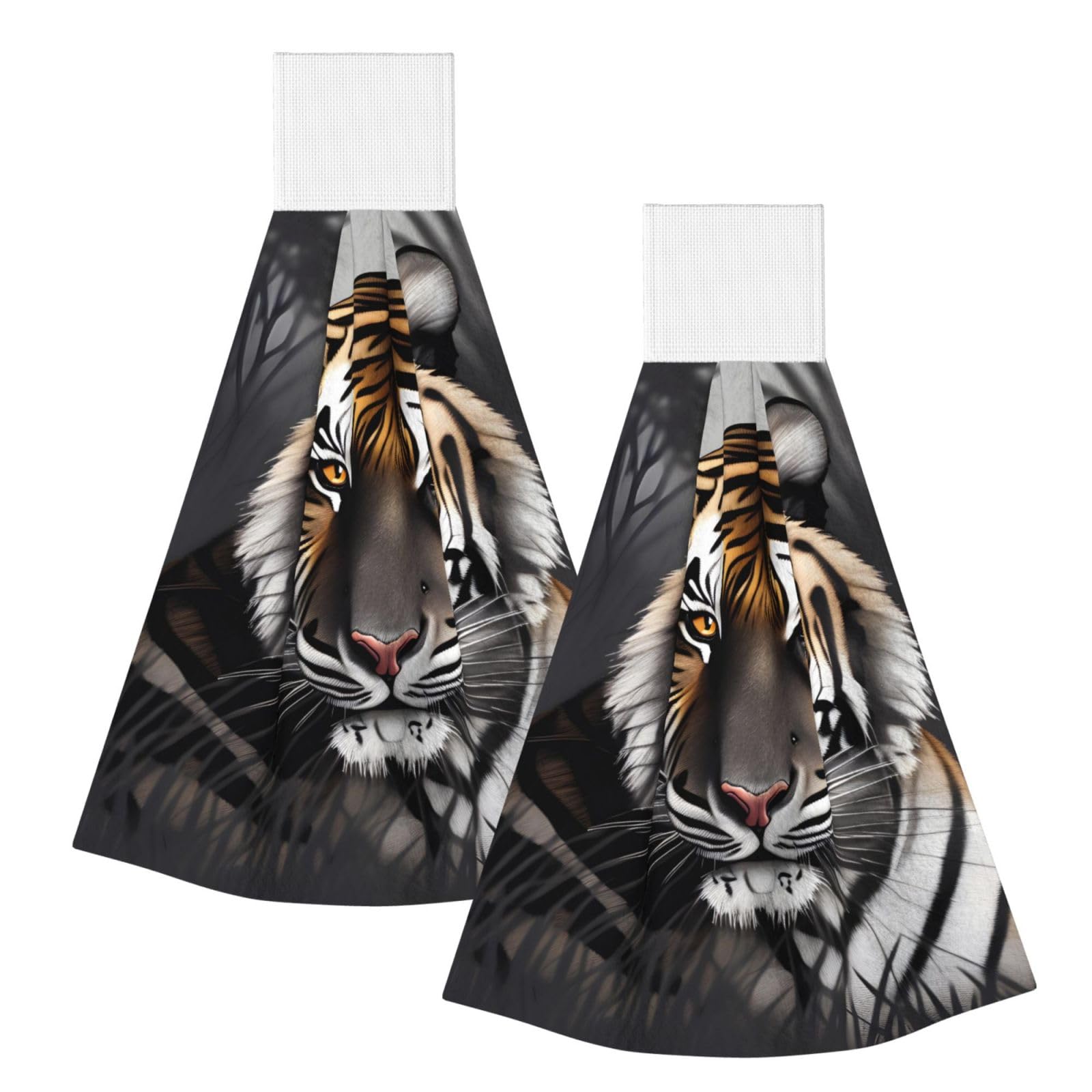 WUPngg Tiger at rest Bathroom Tie Towels/Dish Cloth,Kitchen Hanging Towel, Coral Fleece Dry Cleaning Hand Dishcloths One Size