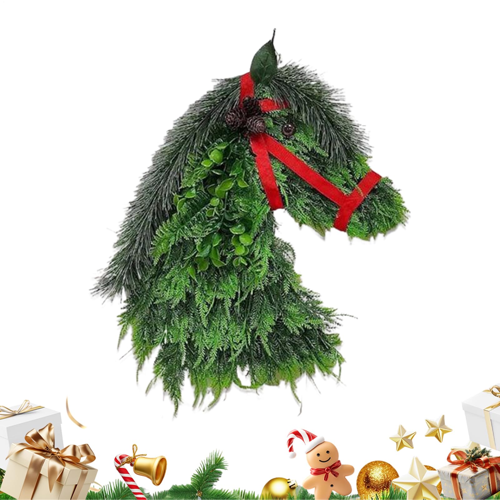 Couronne de Noël tête de cheval originale pour porte et ferme