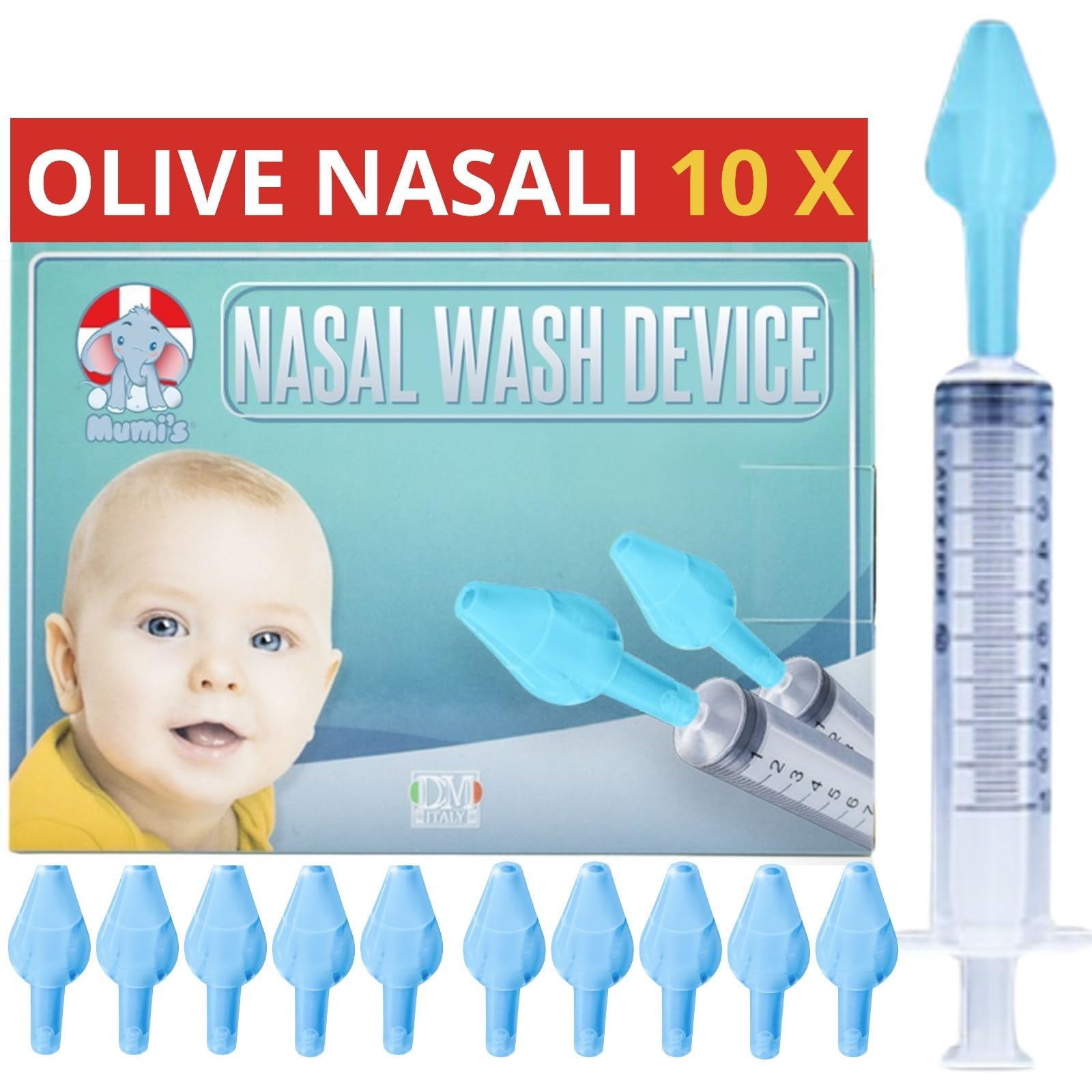 10 olive nasali per lavaggi neonato , compatibili con siringa per lavaggi nasali bambini , Made in italy
